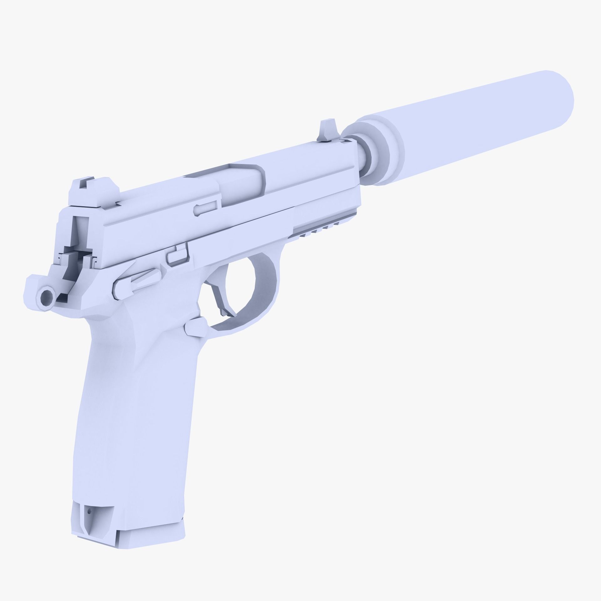 USP 45 Pistol Supressed Low-poly 3D model