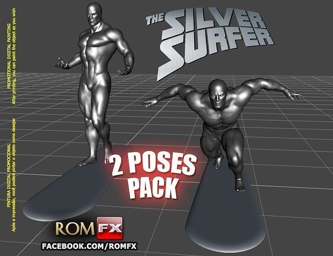Silver Surfer Action Figure Printable 2 Poses BONUS 3D print model