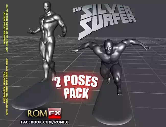 Silver Surfer Action Figure Printable 2 Poses BONUS 3D print model