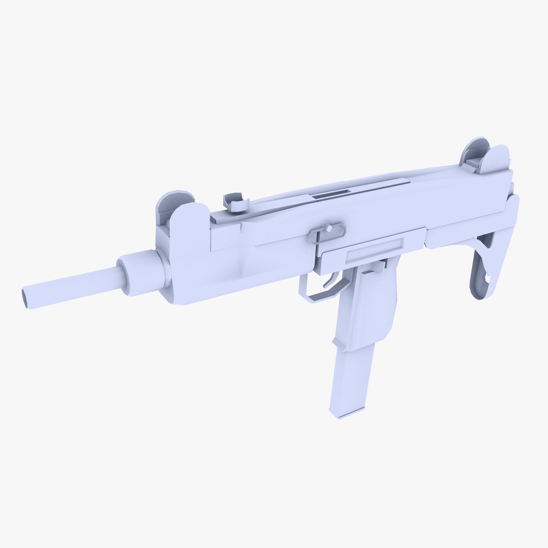 Uzi Submachine Gun Low-poly 3D model_0