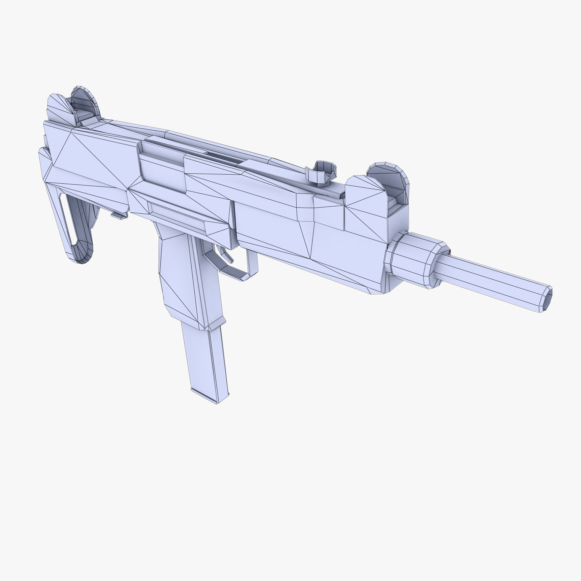 Uzi Submachine Gun Low-poly 3D model_3