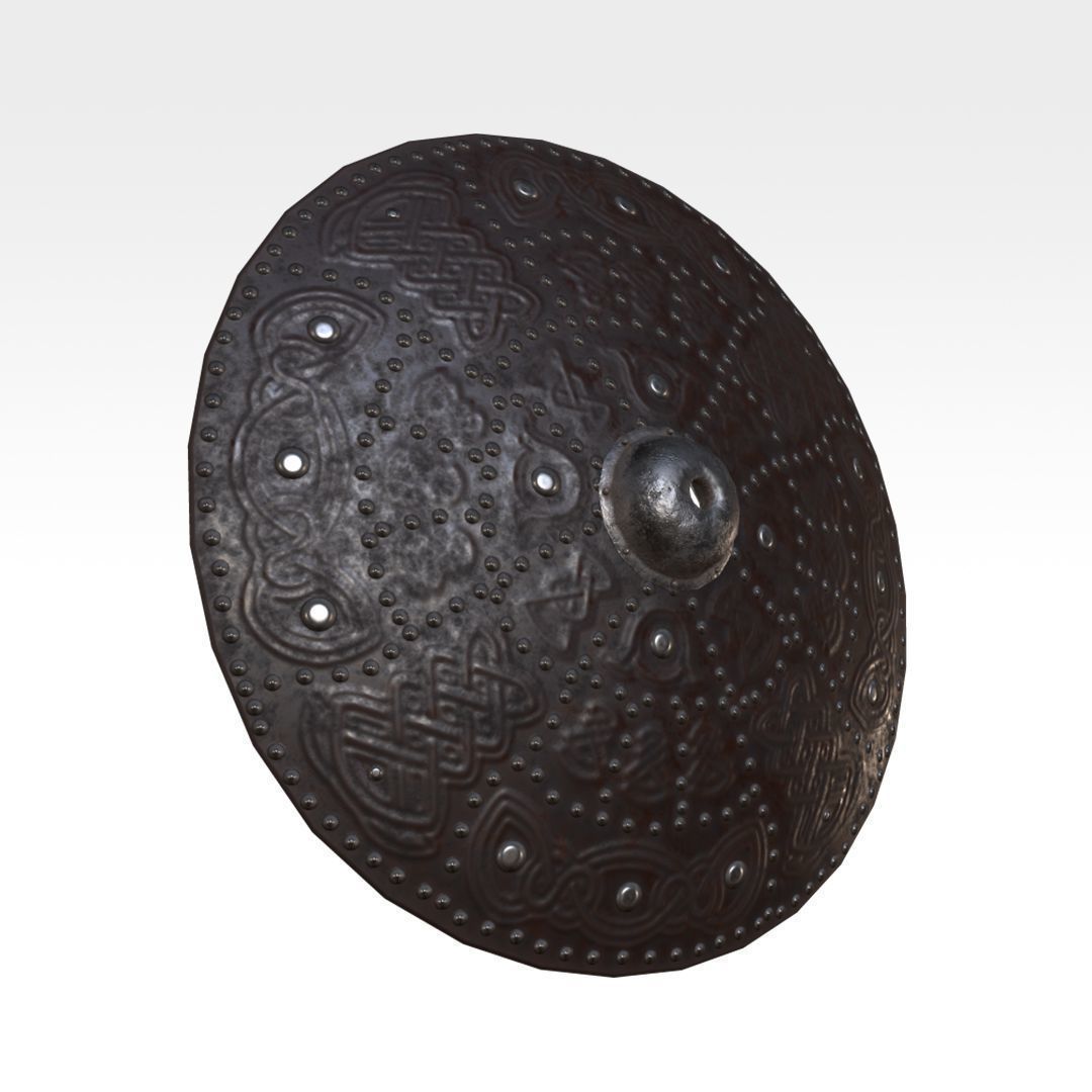Targe viking shield Low-poly 3D model_6