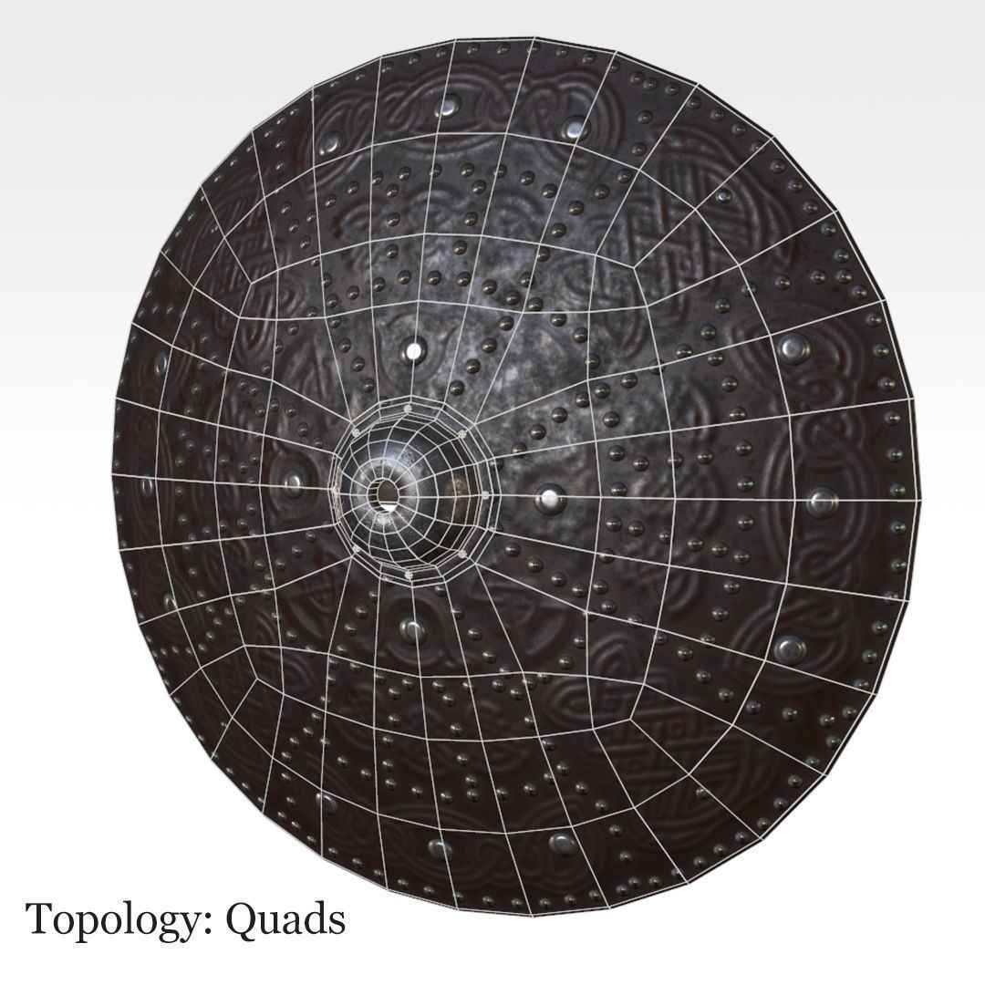 Targe viking shield Low-poly 3D model_9