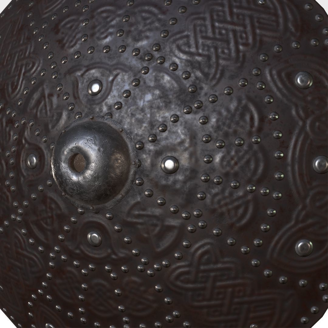 Targe viking shield Low-poly 3D model_4