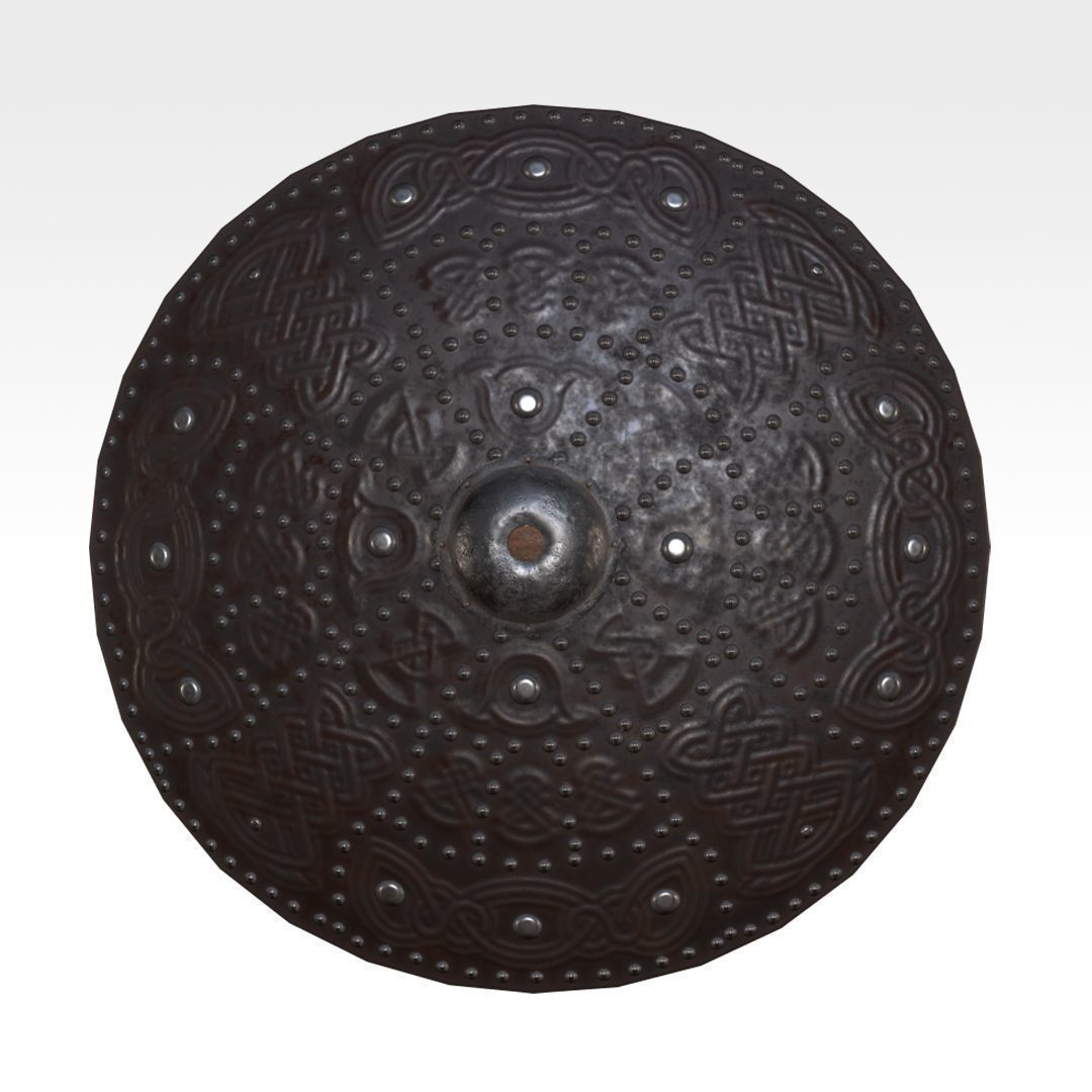 Targe viking shield Low-poly 3D model_2