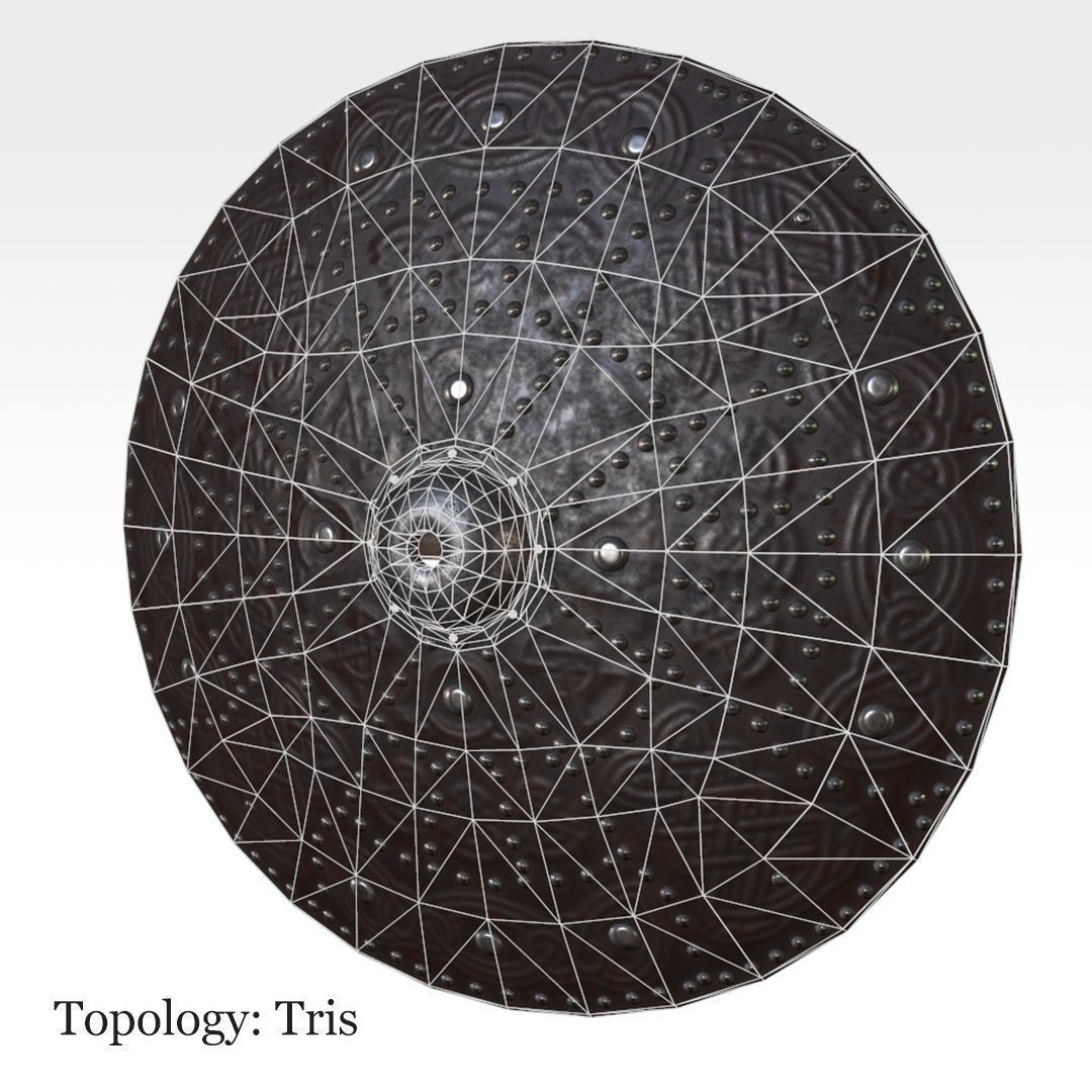 Targe viking shield Low-poly 3D model_7