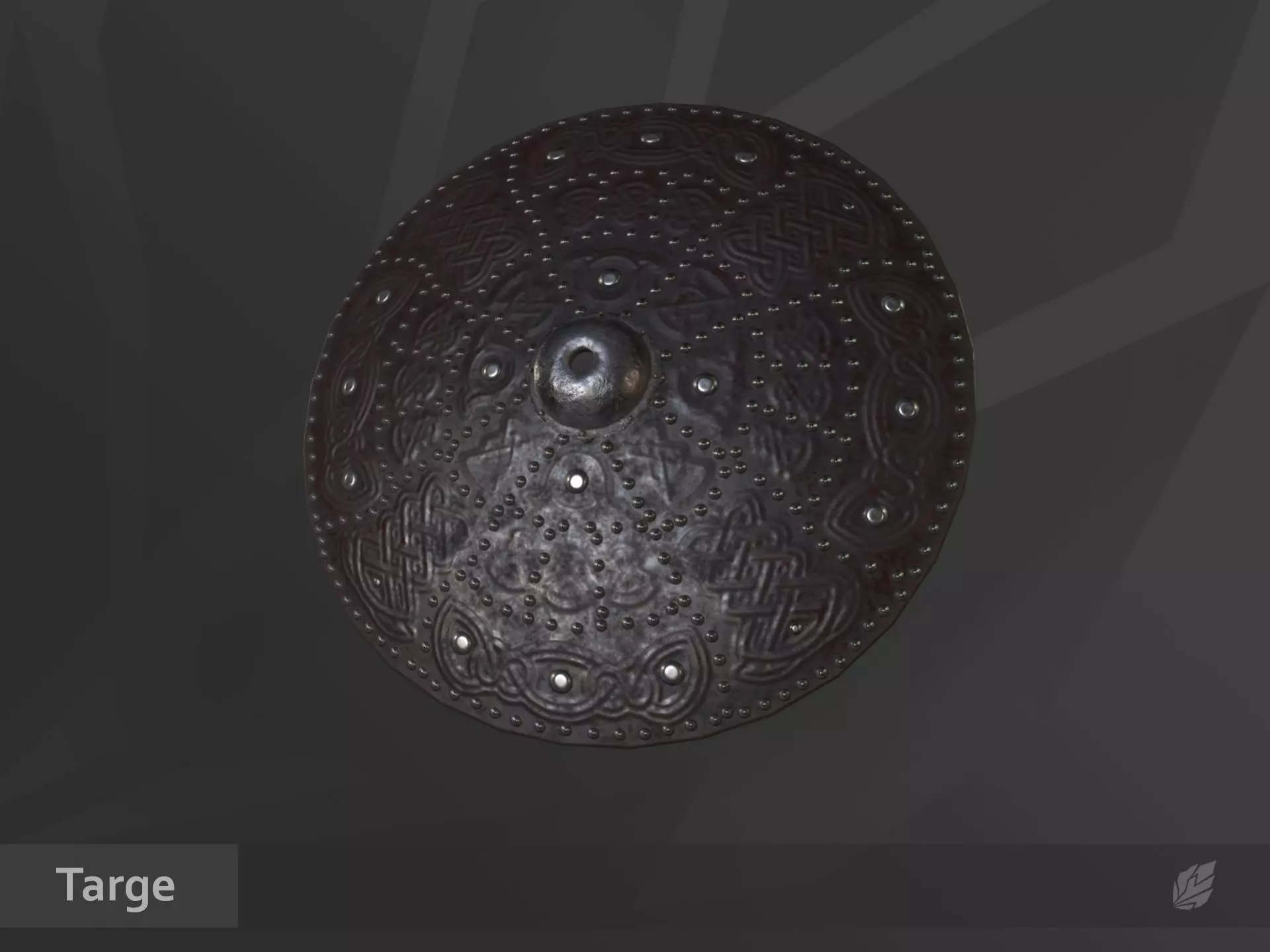 Targe viking shield Low-poly 3D model_0