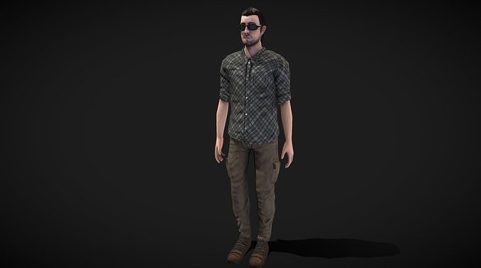 Male Character Animated Low-poly 3D model