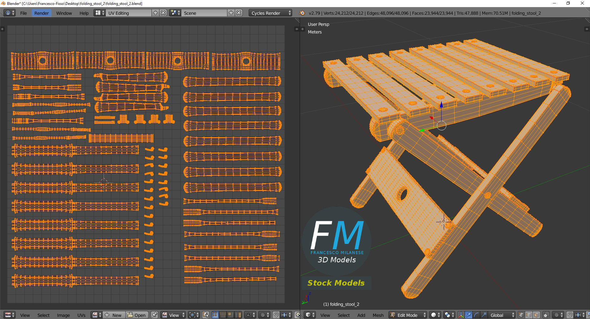 Folding stool 2 3D model_10