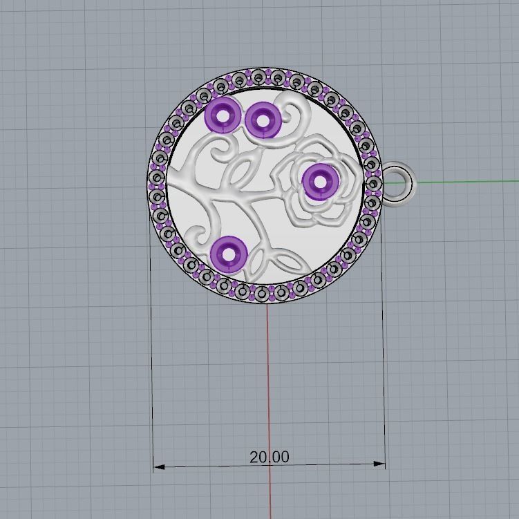 Pendant Rose  3D print model_3