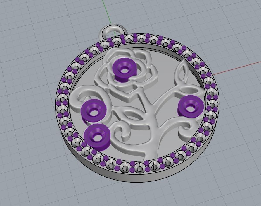 Pendant Rose  3D print model_2