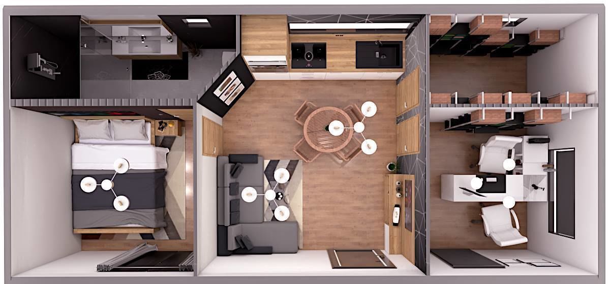 modern mobile home tiny house vacation house on 40m2 3D model_6