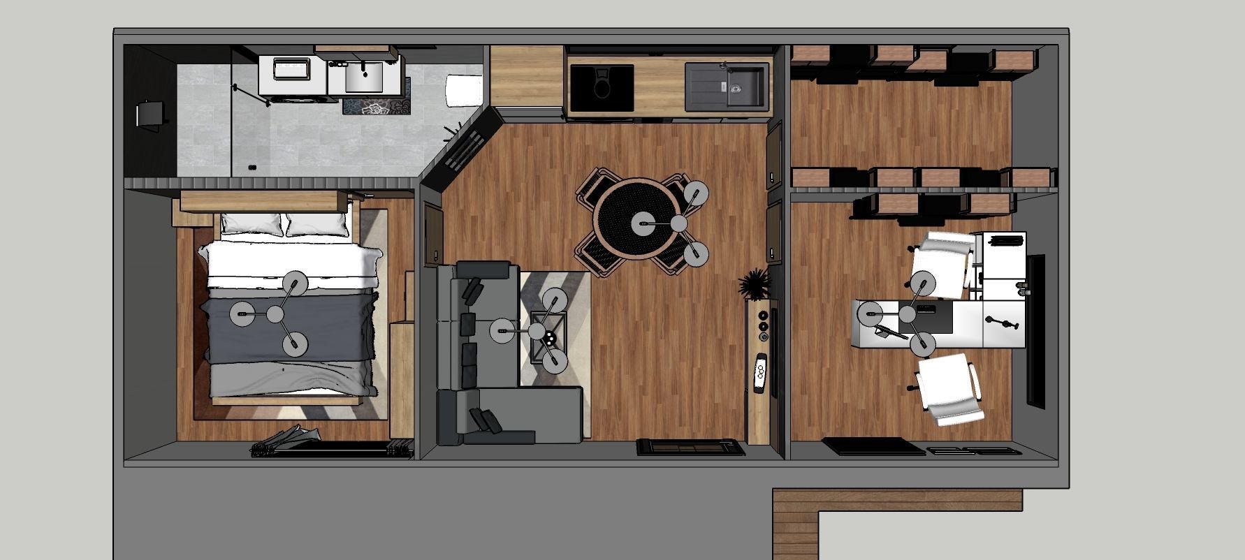 modern mobile home tiny house vacation house on 40m2 3D model_14