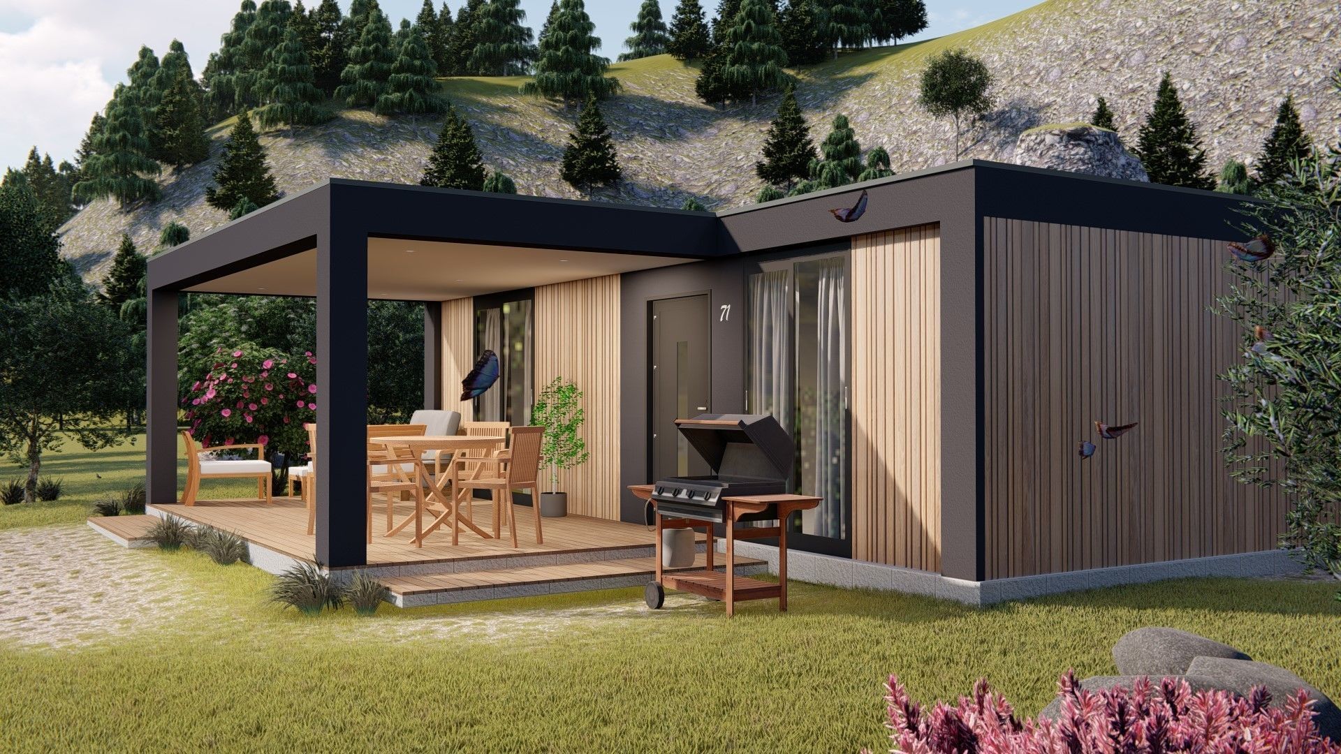 modern mobile home tiny house vacation house on 40m2 3D model_3