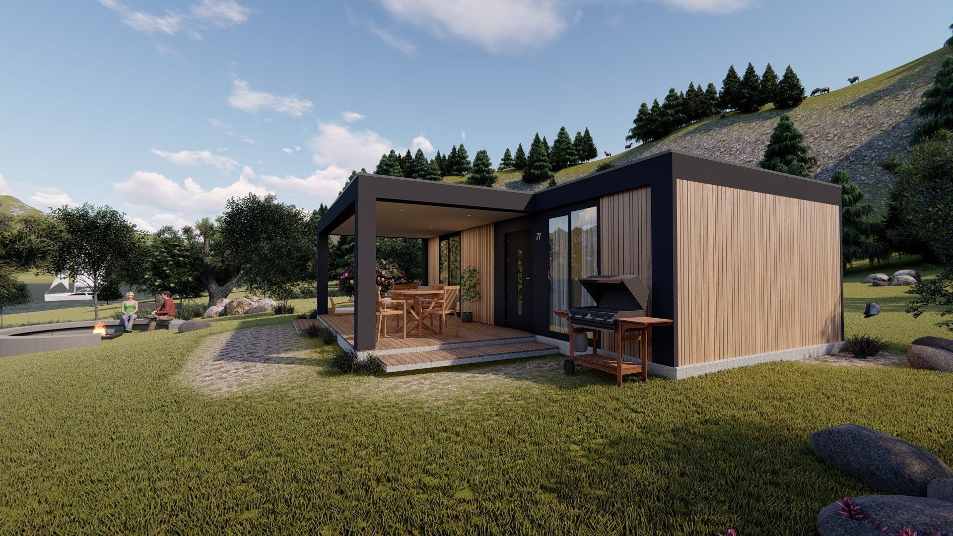 modern mobile home tiny house vacation house on 40m2 3D model_17
