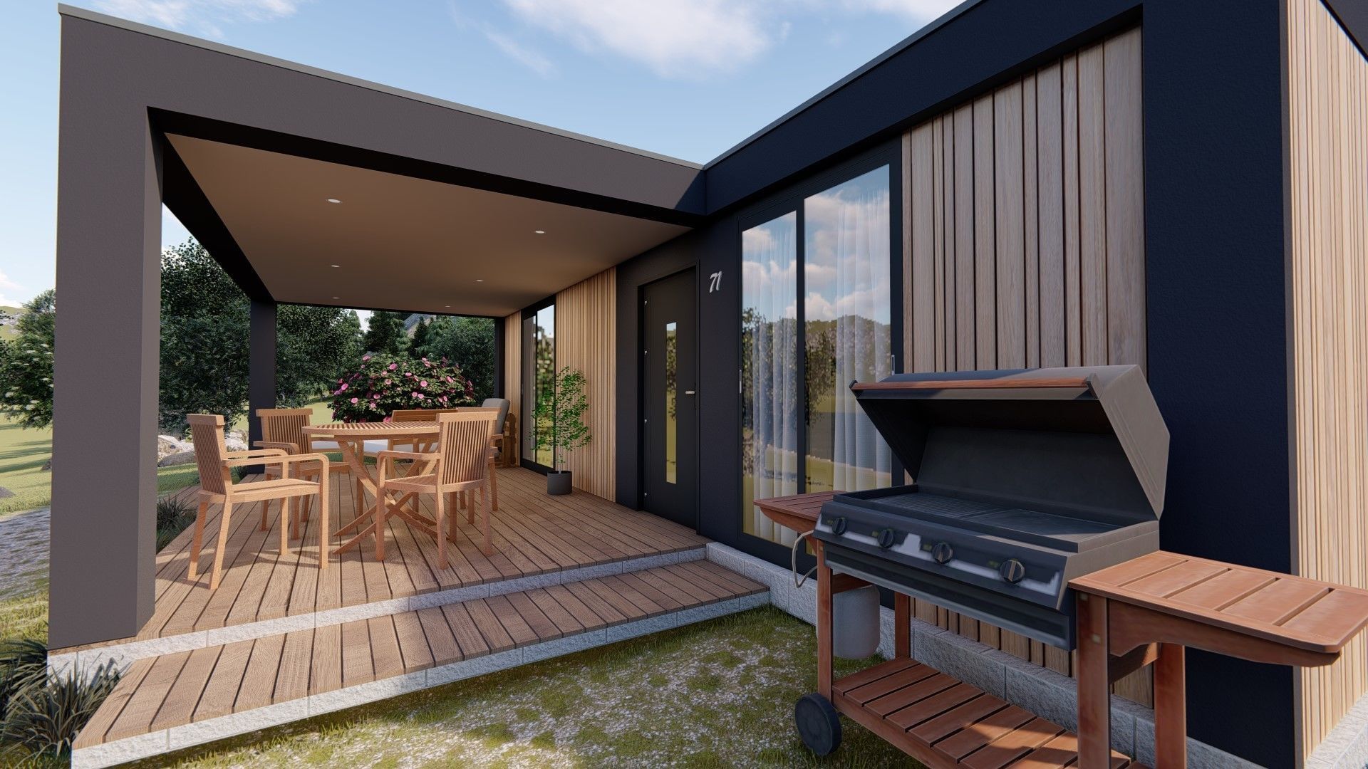 modern mobile home tiny house vacation house on 40m2 3D model_12
