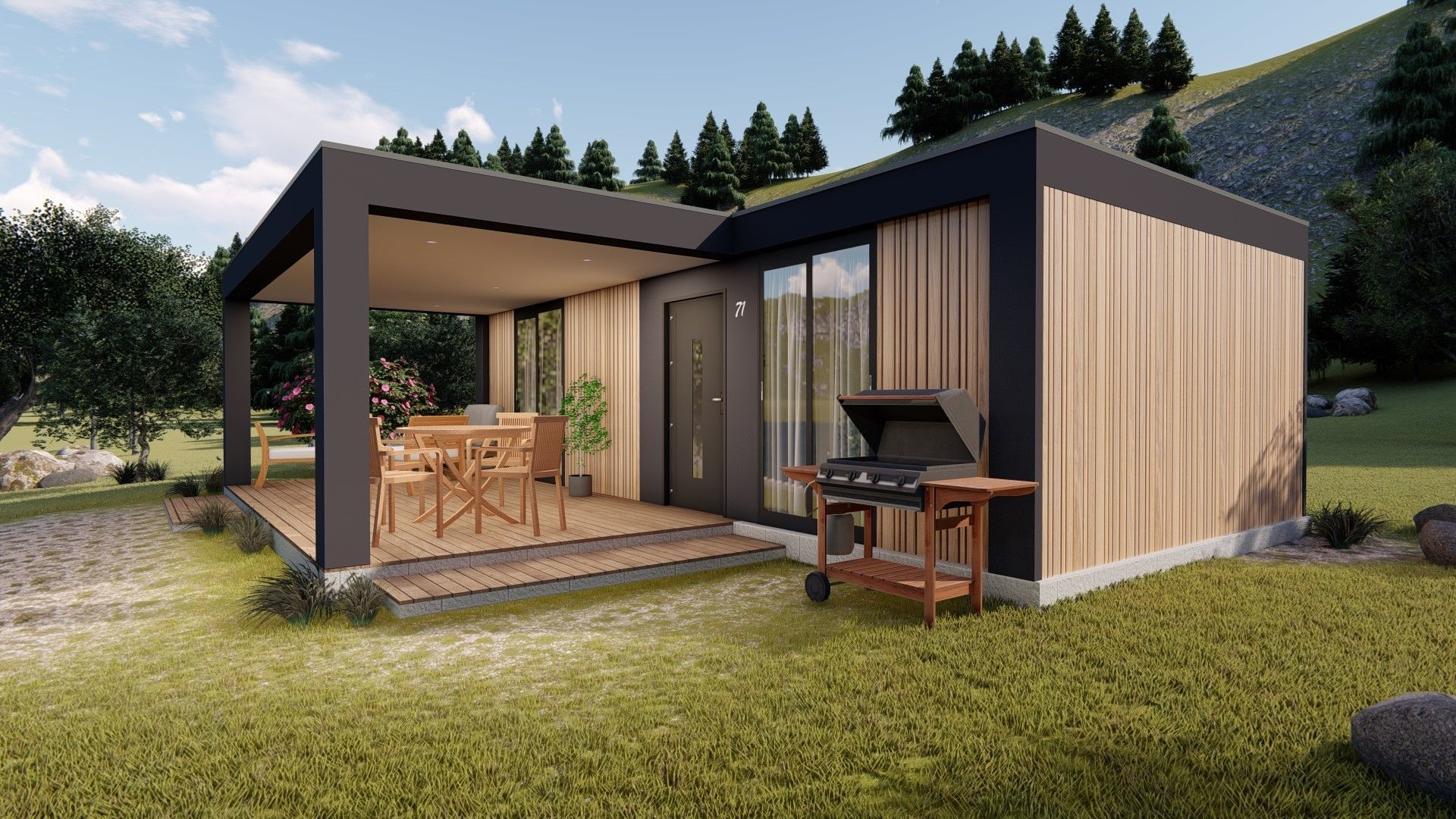 modern mobile home tiny house vacation house on 40m2 3D model_15