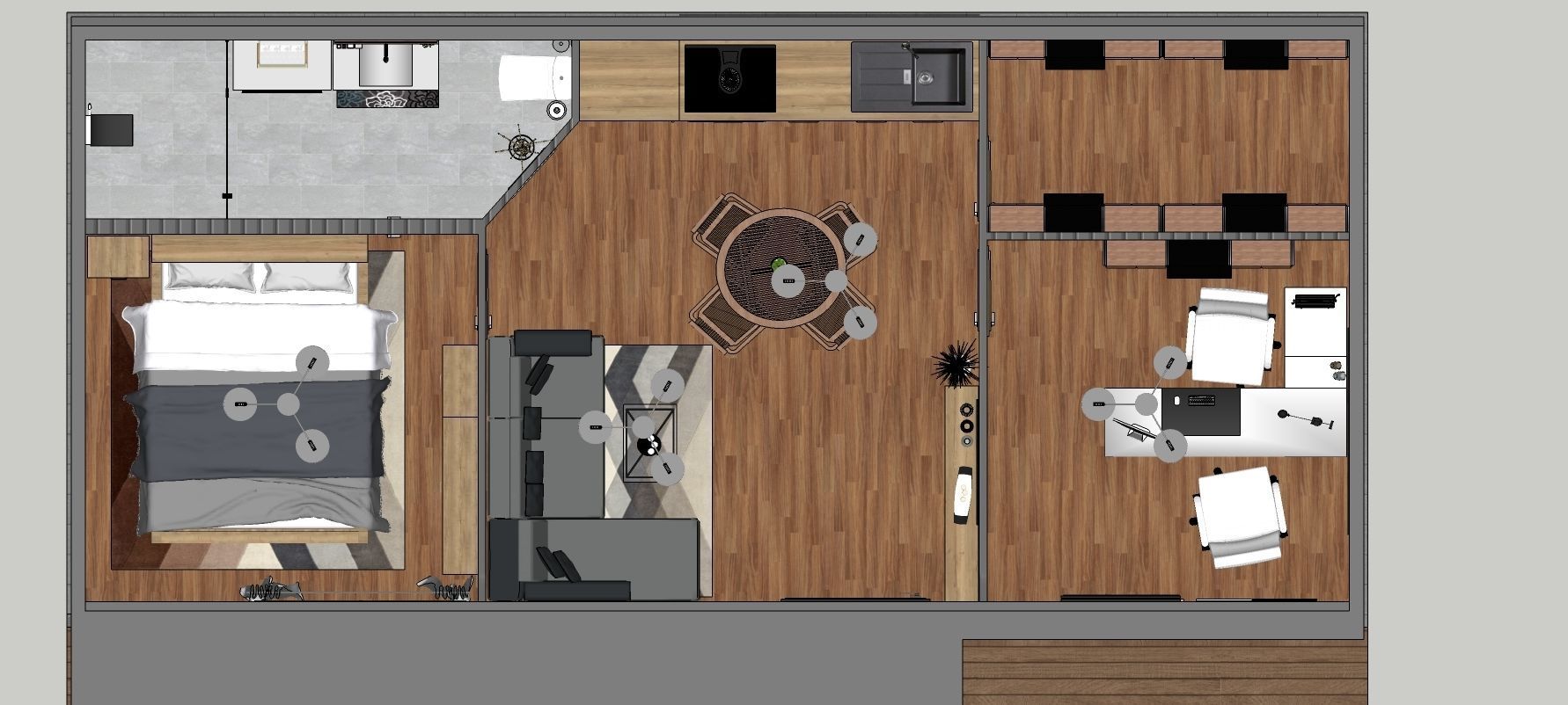 modern mobile home tiny house vacation house on 40m2 3D model_28