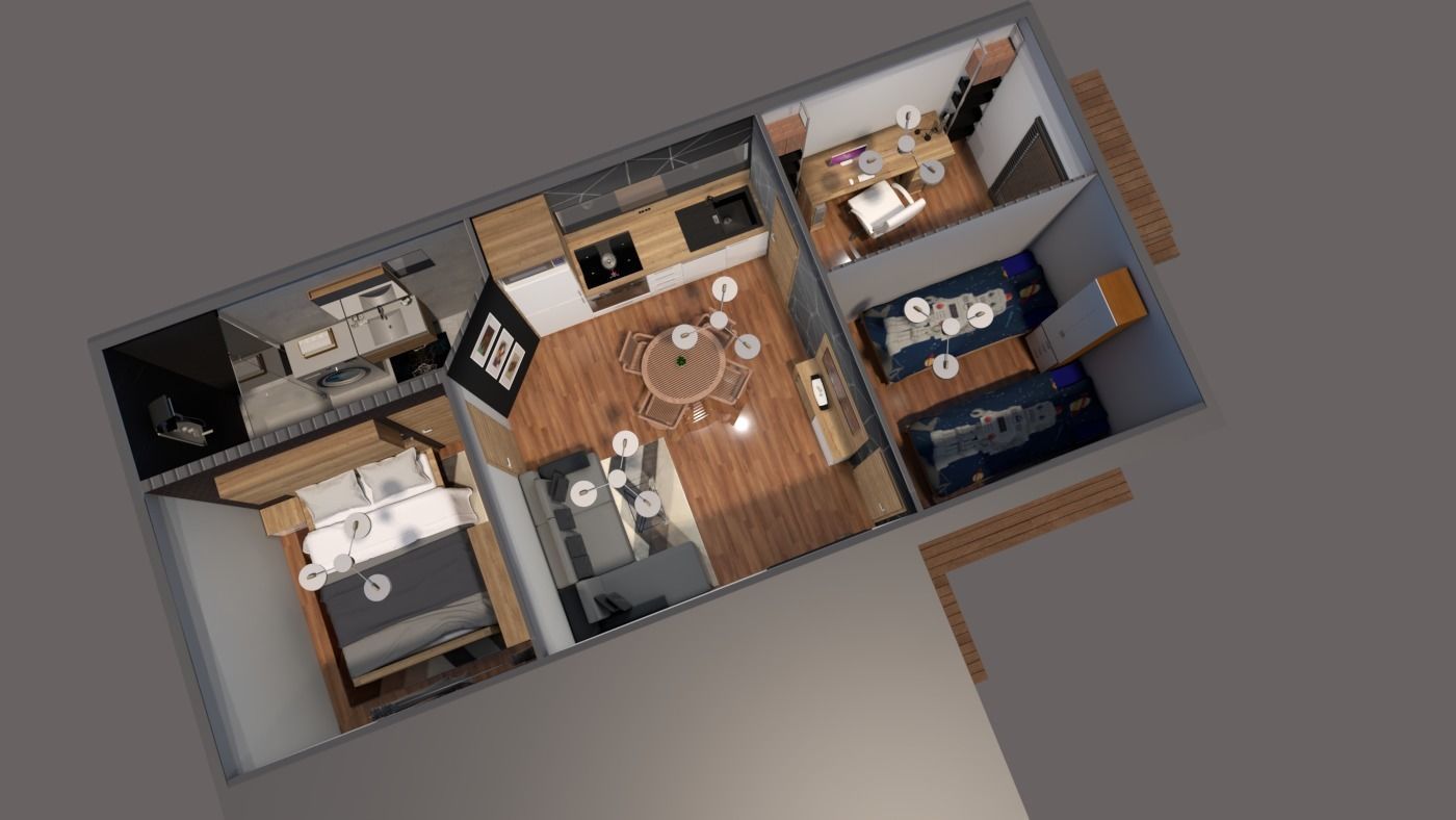 modern mobile home tiny house vacation house on 40m2 3D model_11