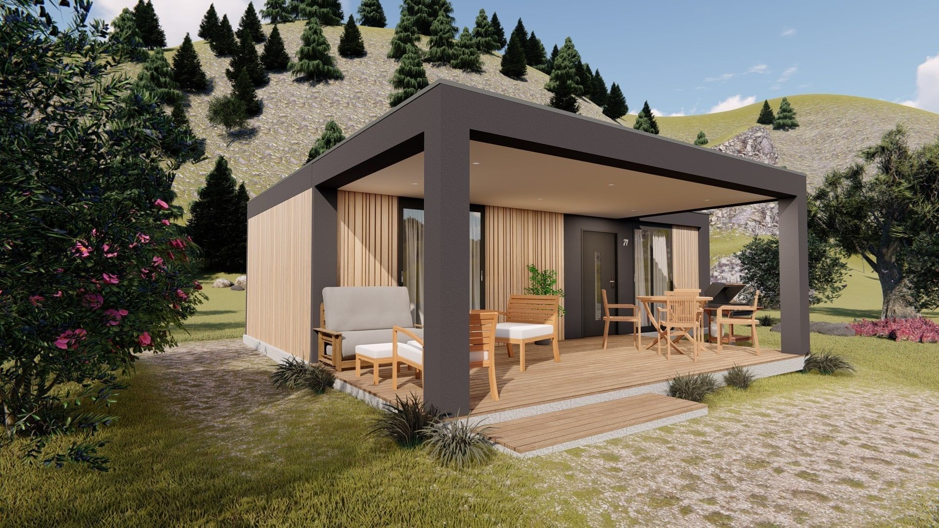 modern mobile home tiny house vacation house on 40m2 3D model_20