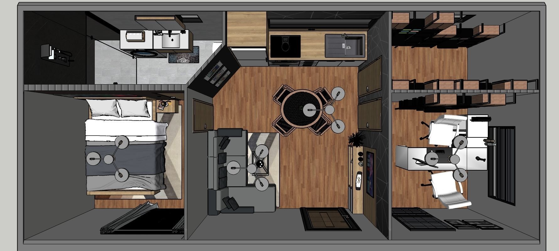 modern mobile home tiny house vacation house on 40m2 3D model_31