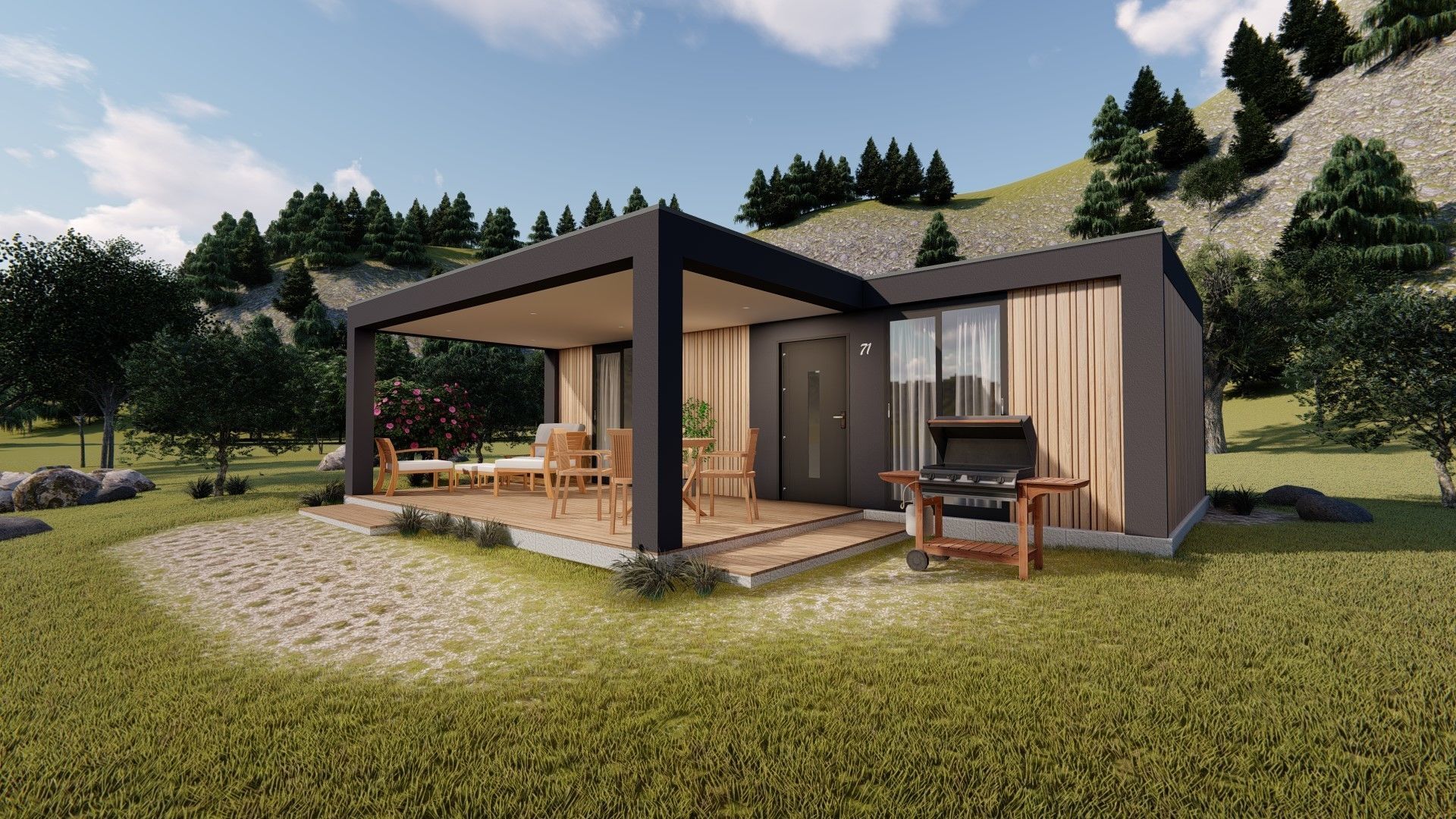 modern mobile home tiny house vacation house on 40m2 3D model_25