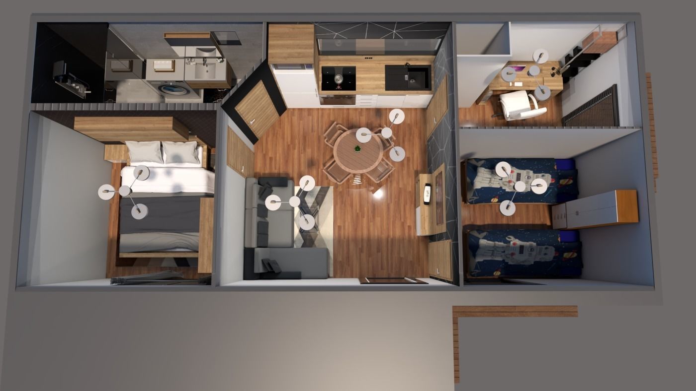 modern mobile home tiny house vacation house on 40m2 3D model_13