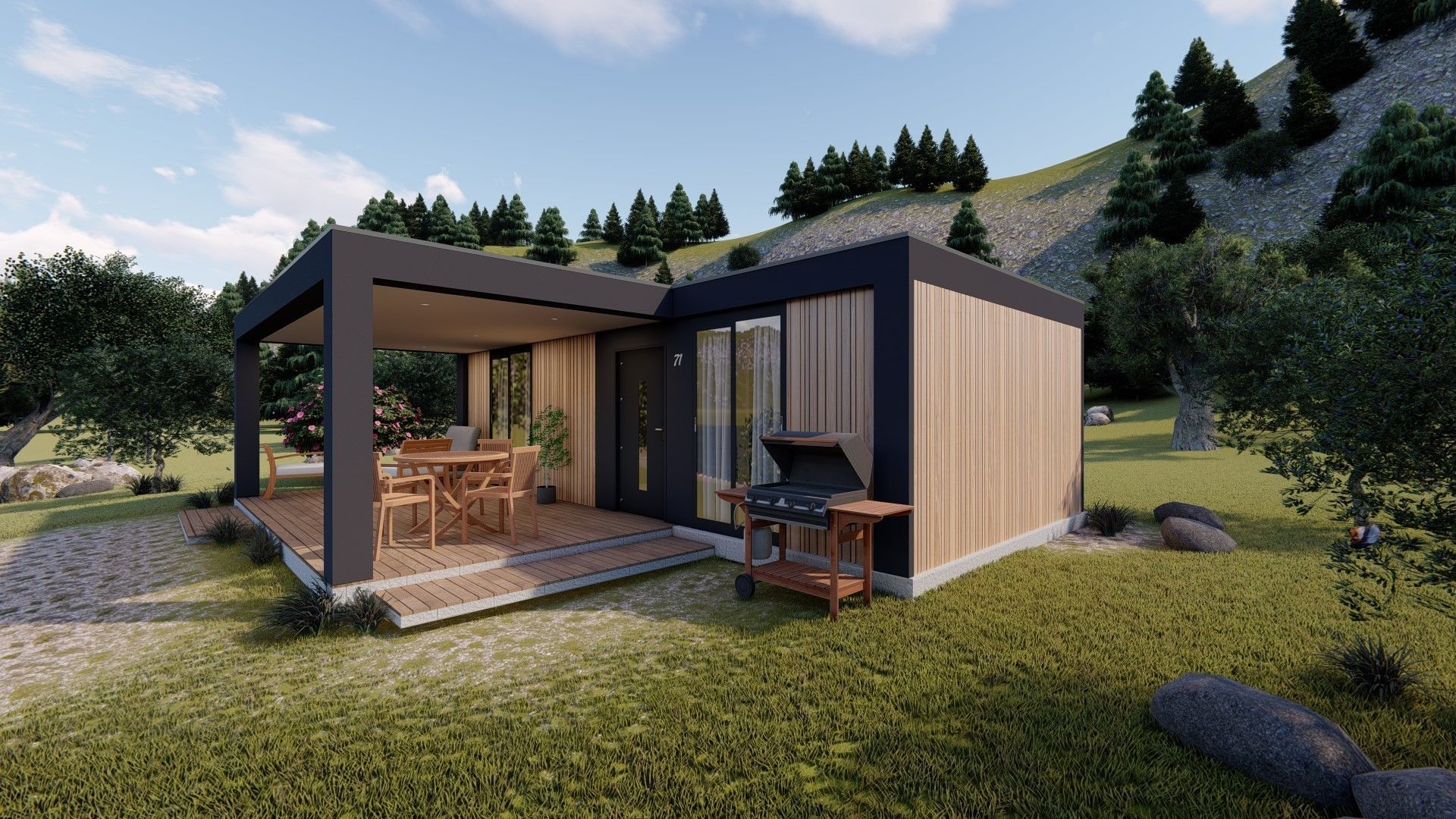 modern mobile home tiny house vacation house on 40m2 3D model_7