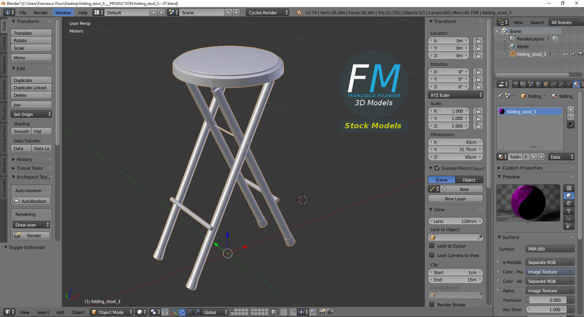 Folding stool 3 3D model_9