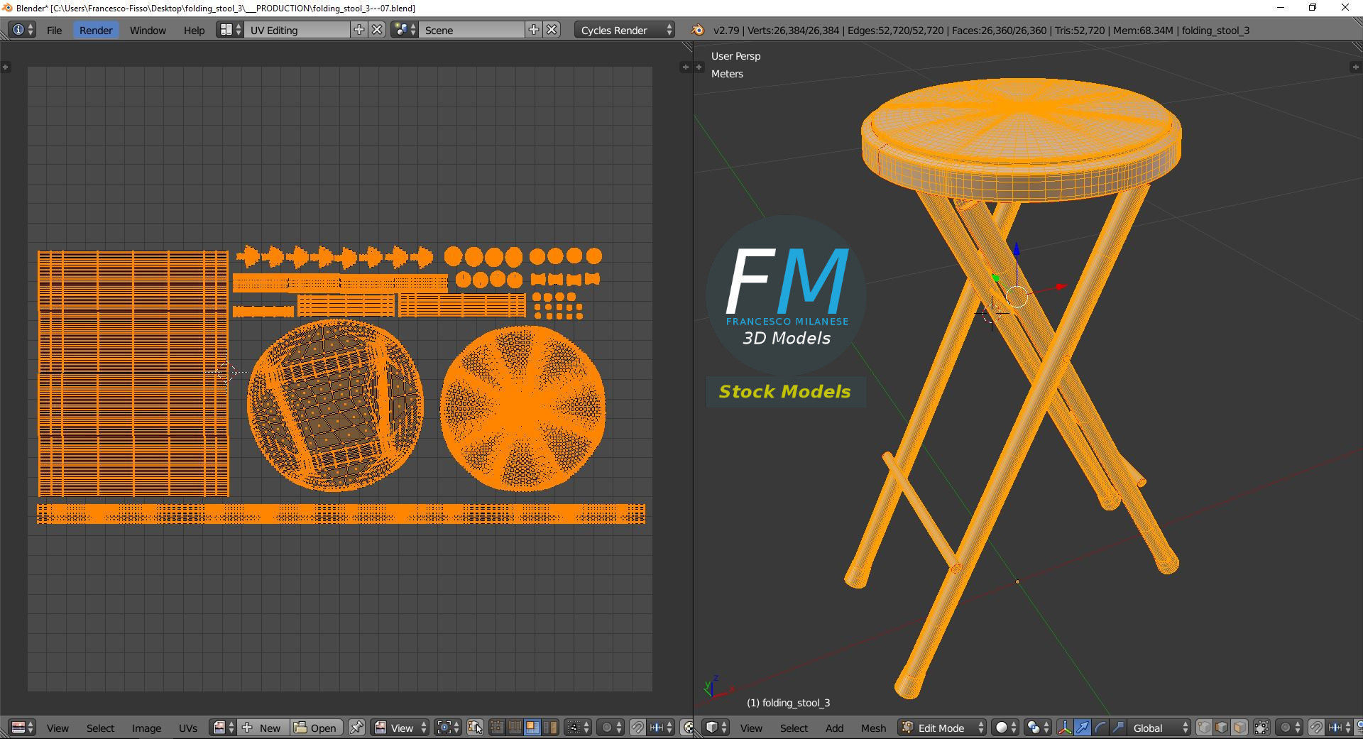 Folding stool 3 3D model_10