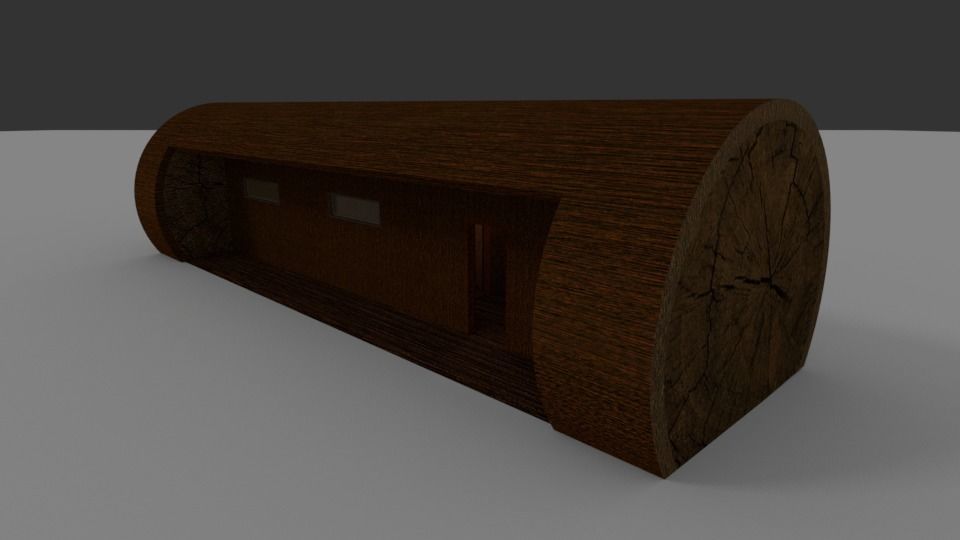 Wooden Trunk House Low-poly 3D model_6