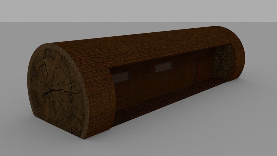 Wooden Trunk House Low-poly 3D model_1