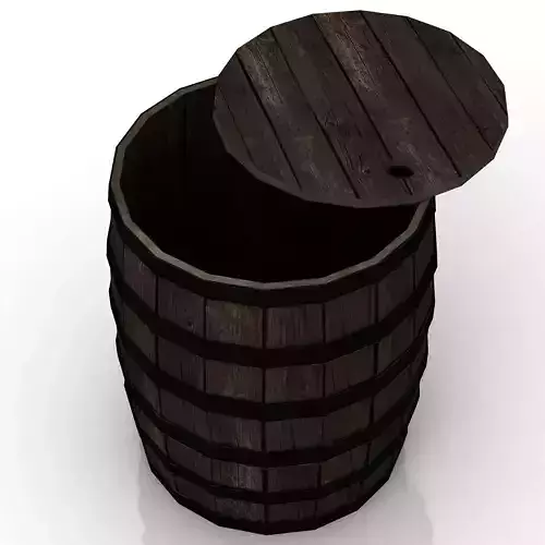 Wooden Barrel low poly