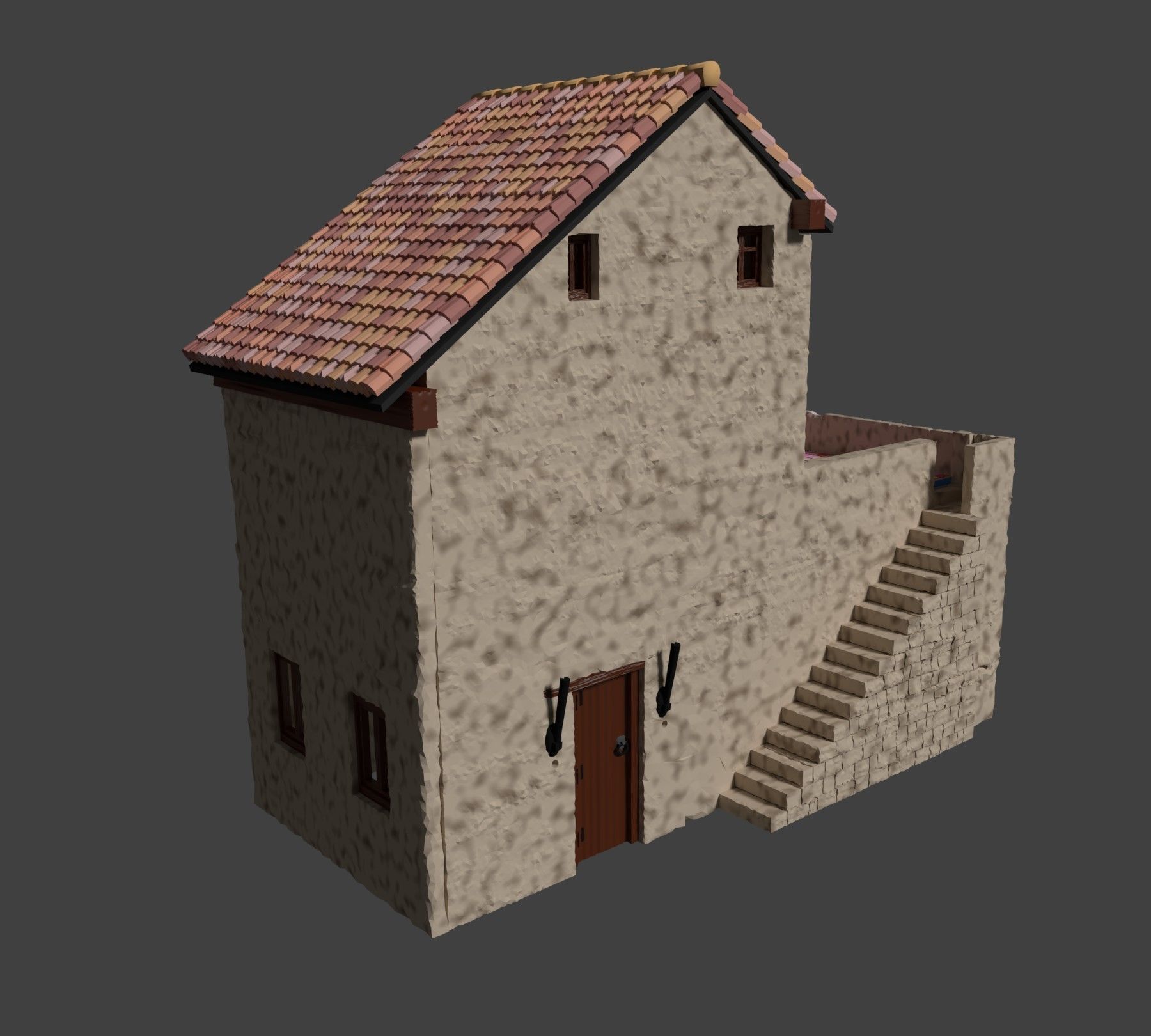 Casa rustica para dioramas 3D model_9