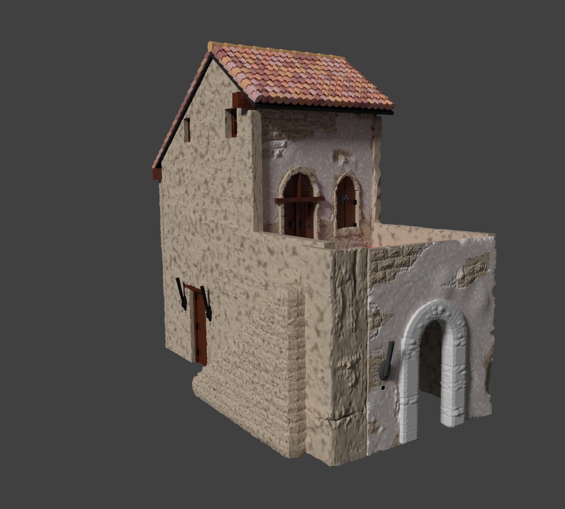 Casa rustica para dioramas 3D model_7