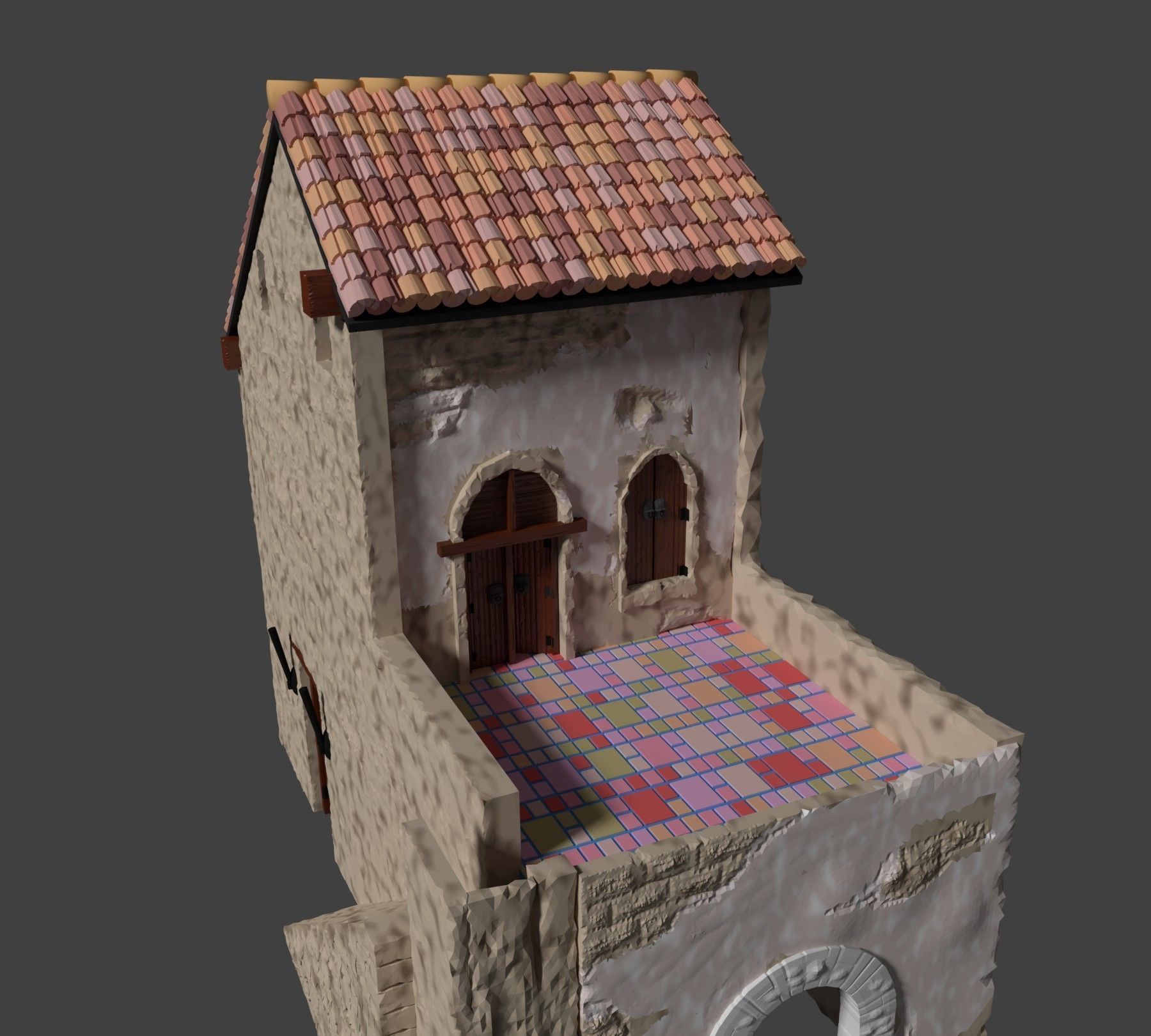 Casa rustica para dioramas 3D model_8