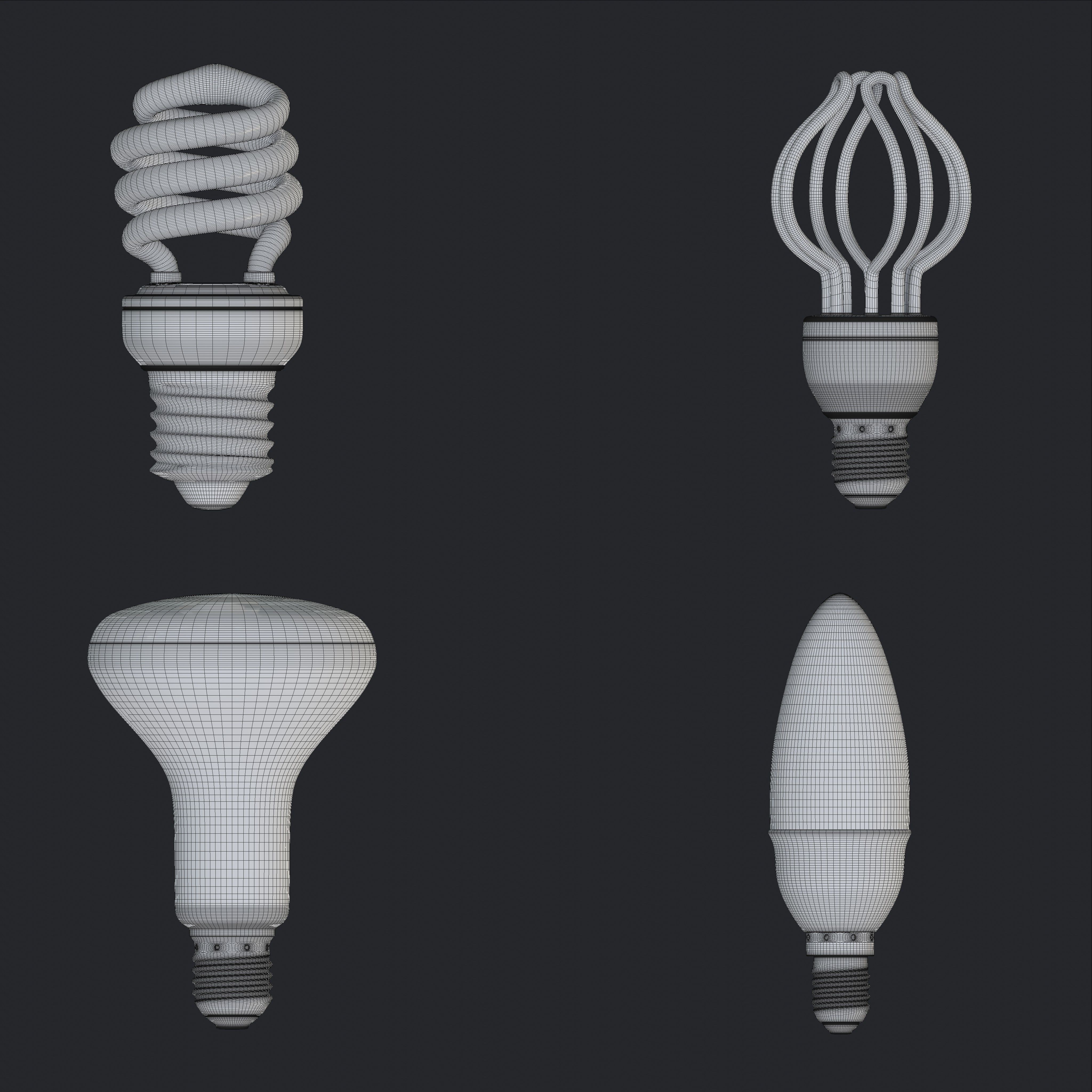 Light bulbs collection Low-poly 3D model_8
