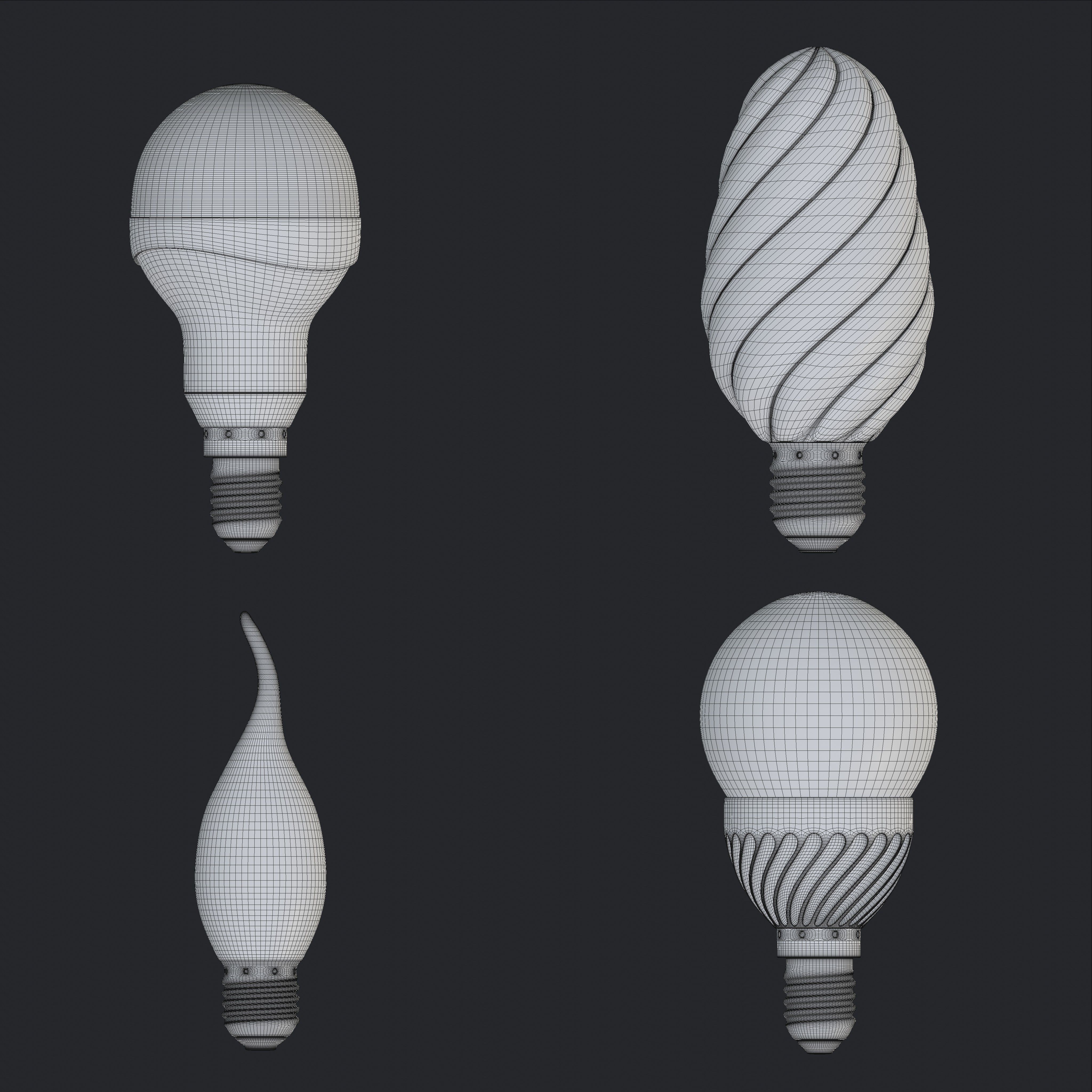 Light bulbs collection Low-poly 3D model_11