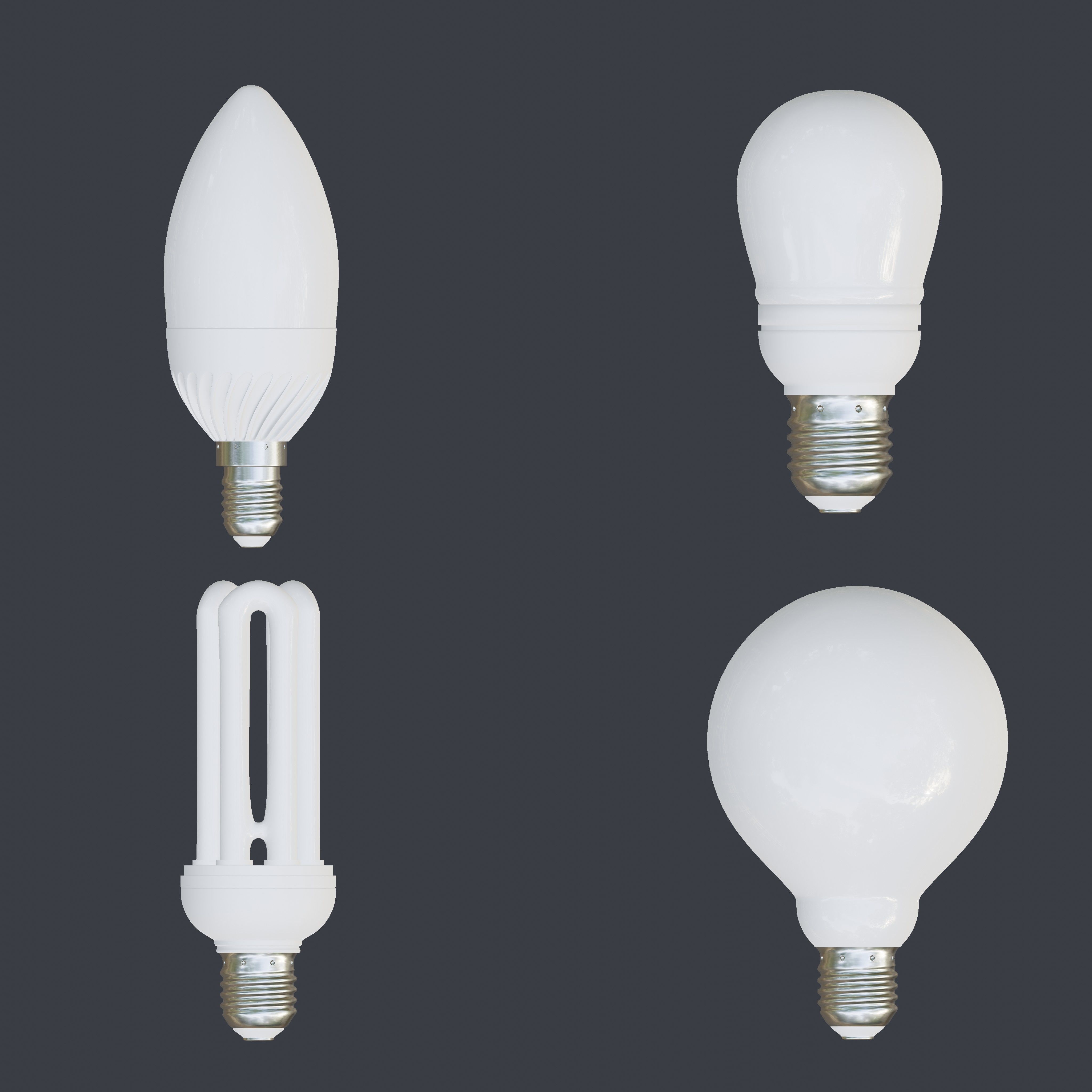 Light bulbs collection Low-poly 3D model_5