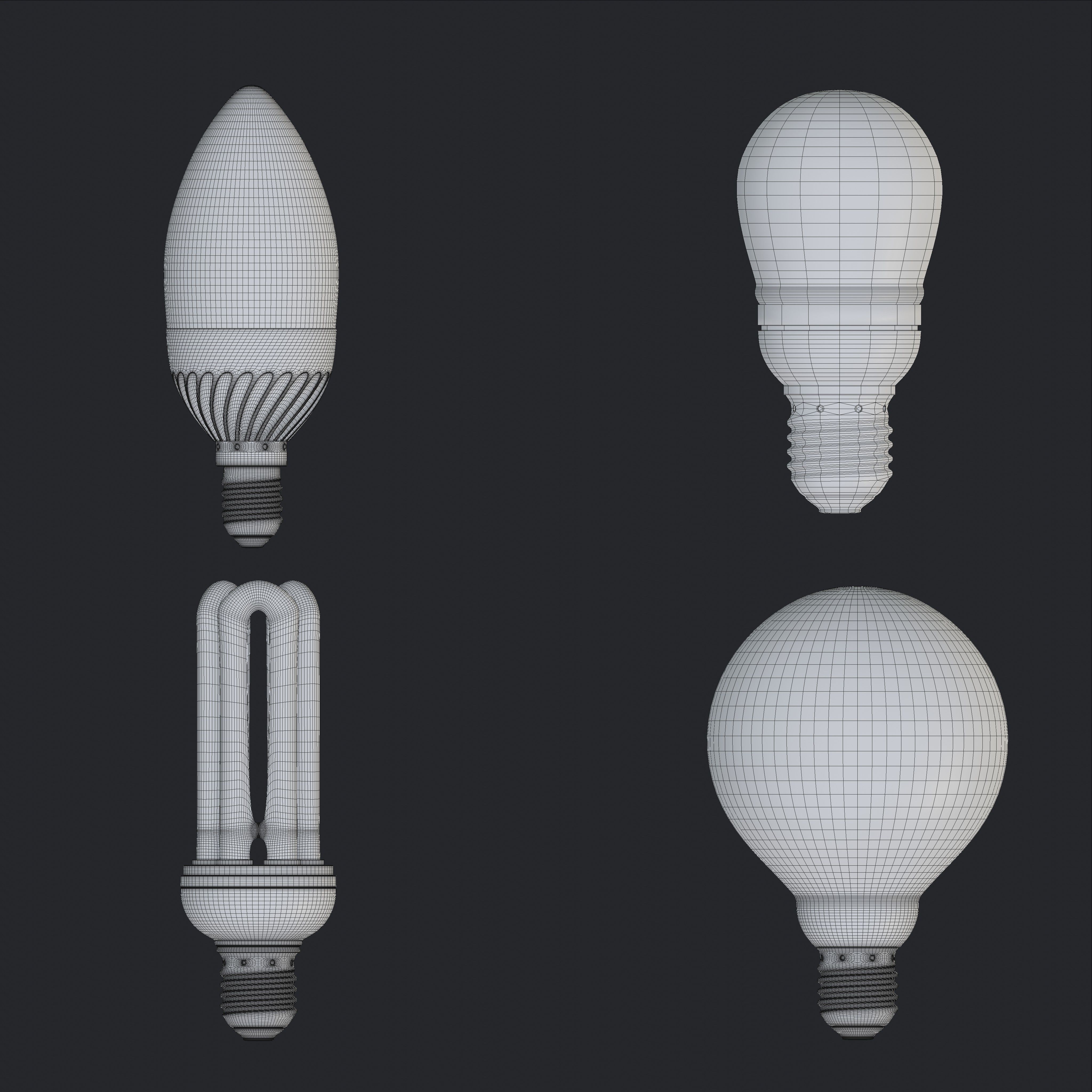 Light bulbs collection Low-poly 3D model_10