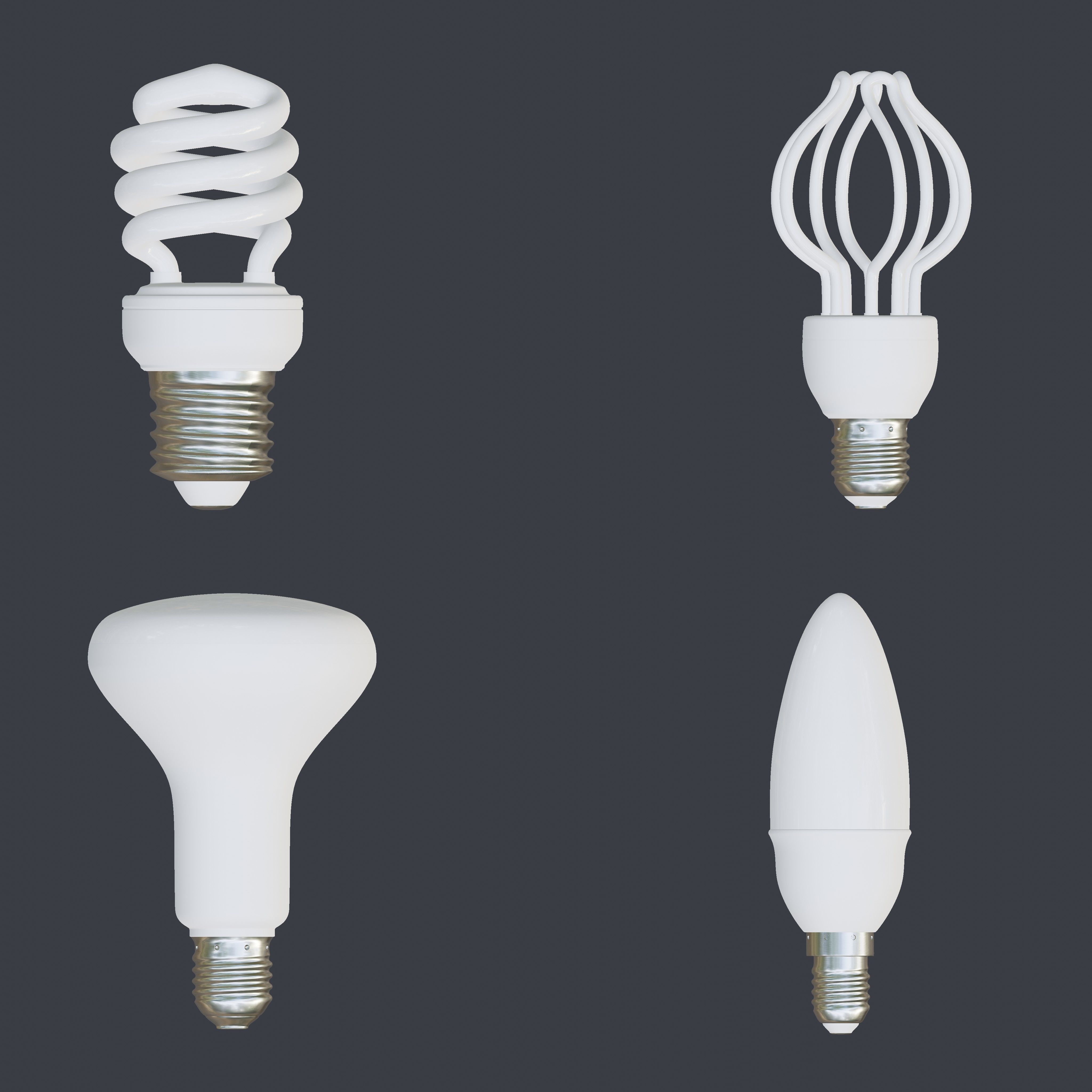 Light bulbs collection Low-poly 3D model_3