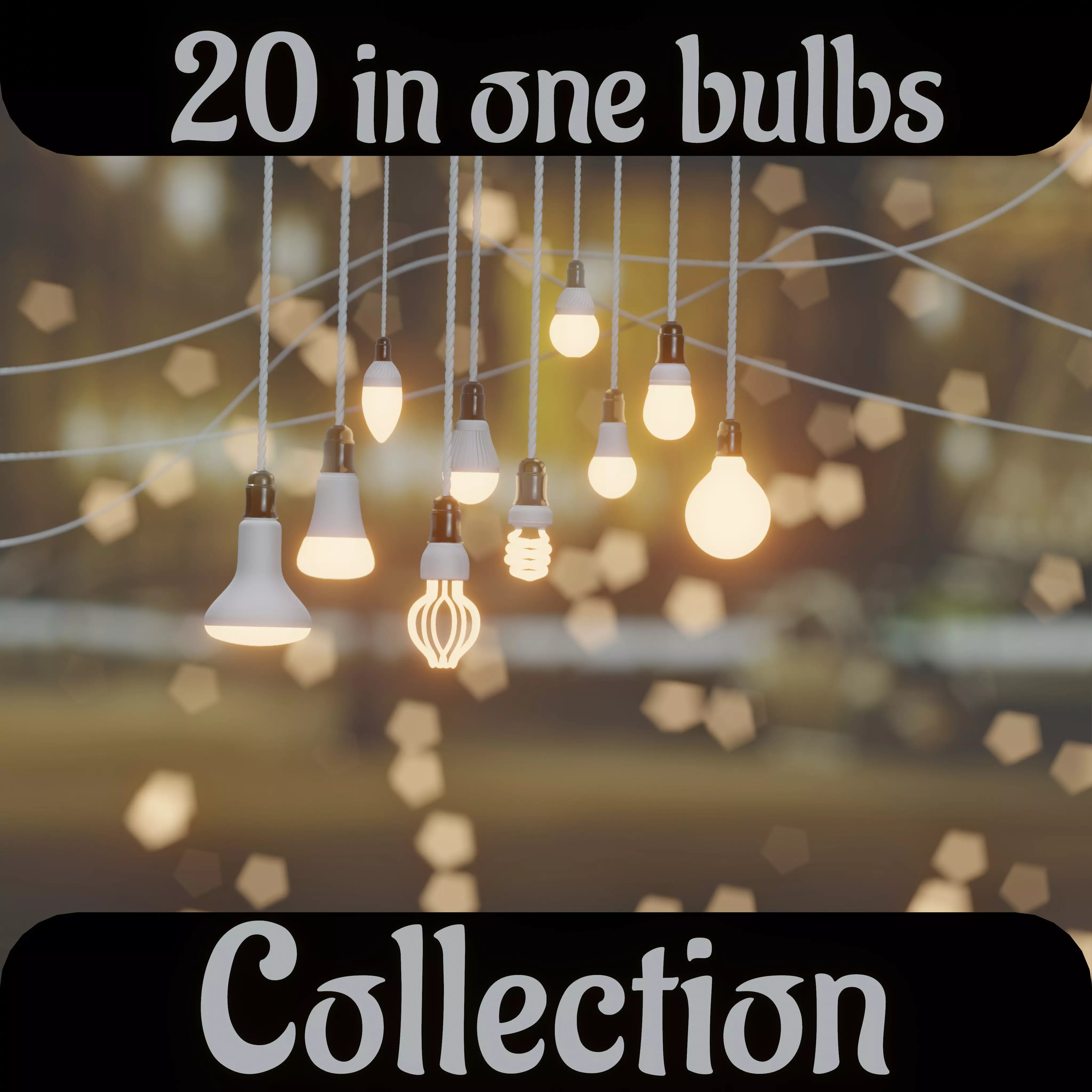 Light bulbs collection Low-poly 3D model_0