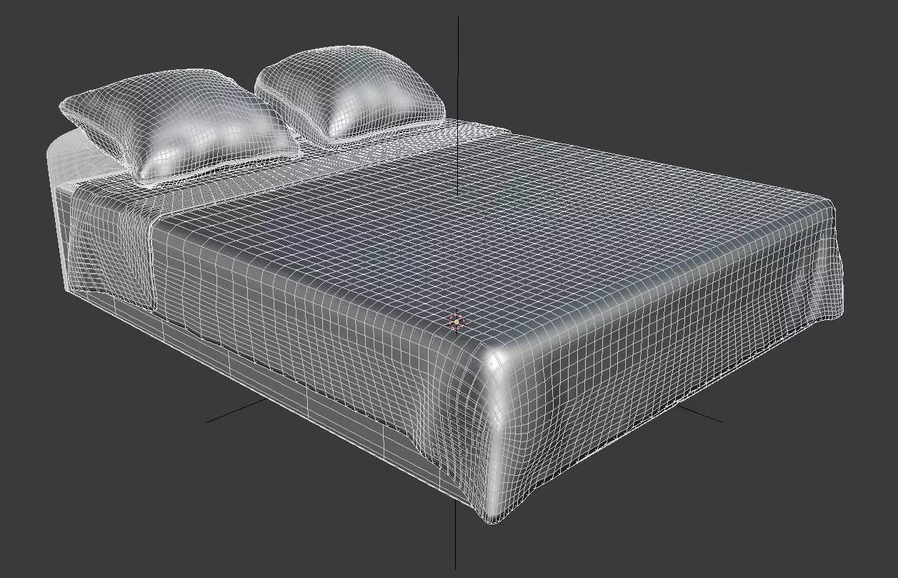 Bed model 3d with sheets and pillows 3D model_0