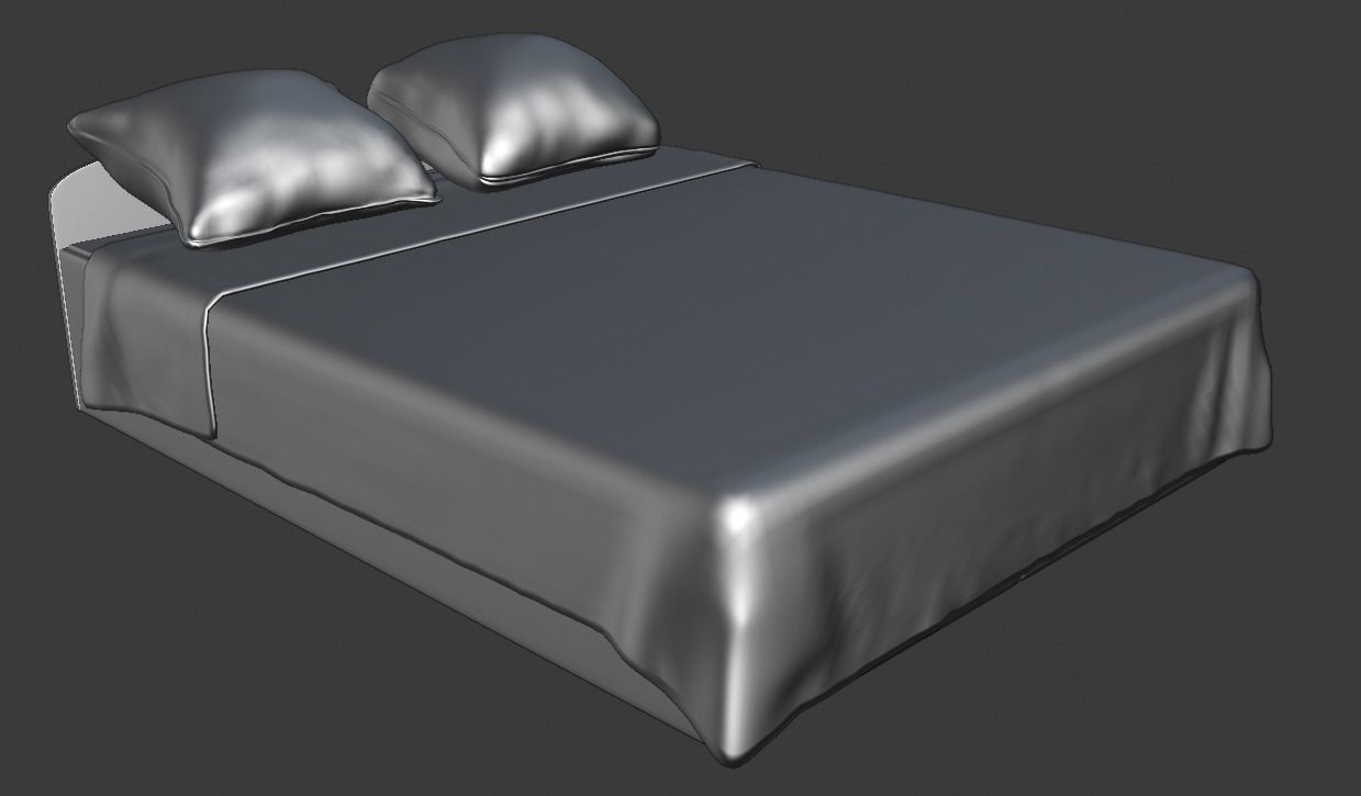 Bed model 3d with sheets and pillows 3D model_1