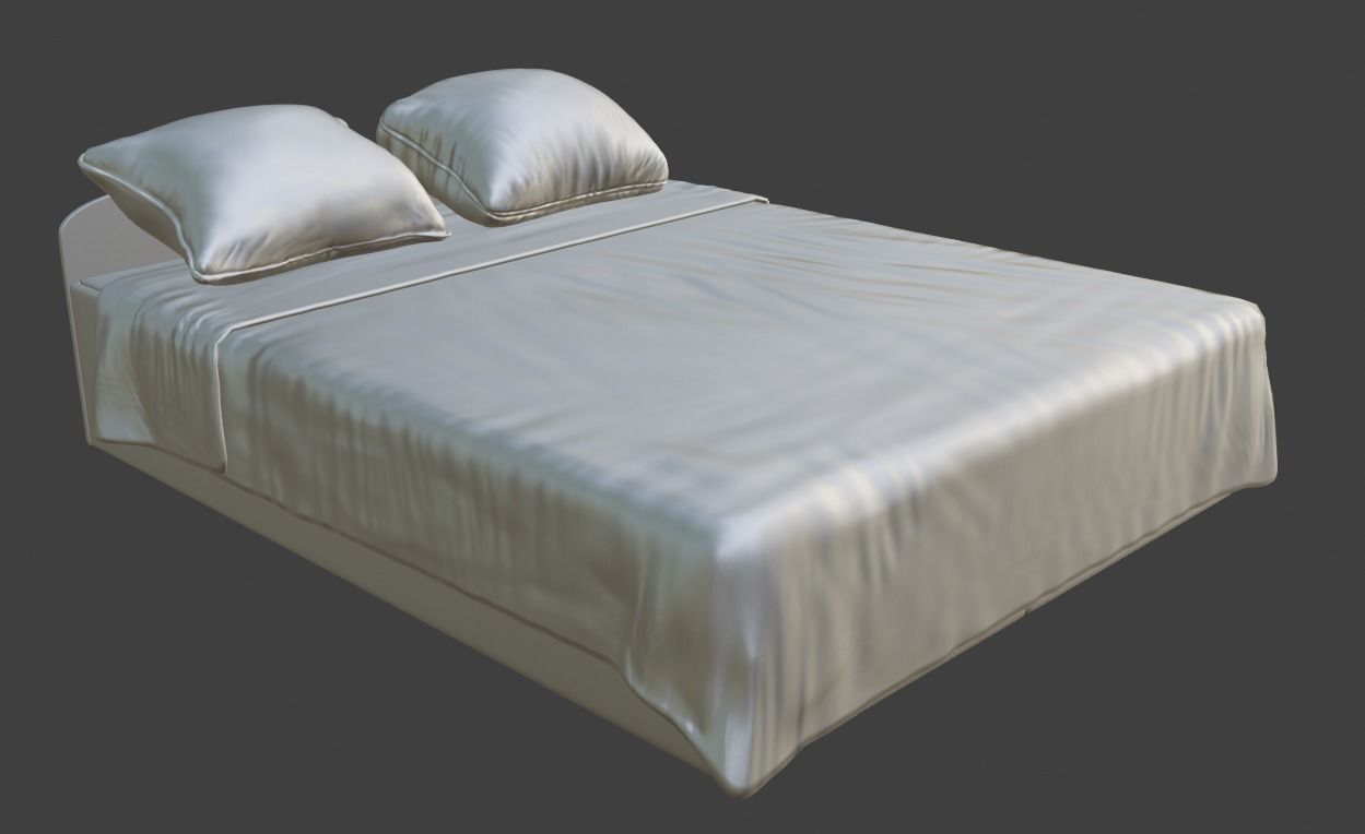 Bed model 3d with sheets and pillows 3D model_3