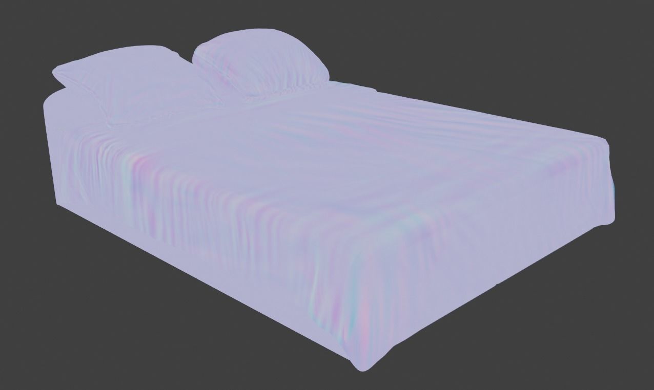 Bed model 3d with sheets and pillows 3D model_6