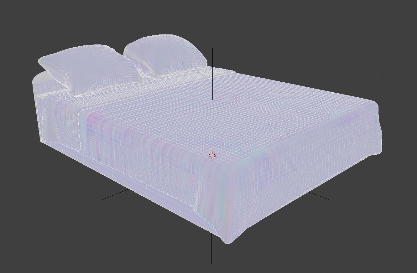 Bed model 3d with sheets and pillows 3D model_5