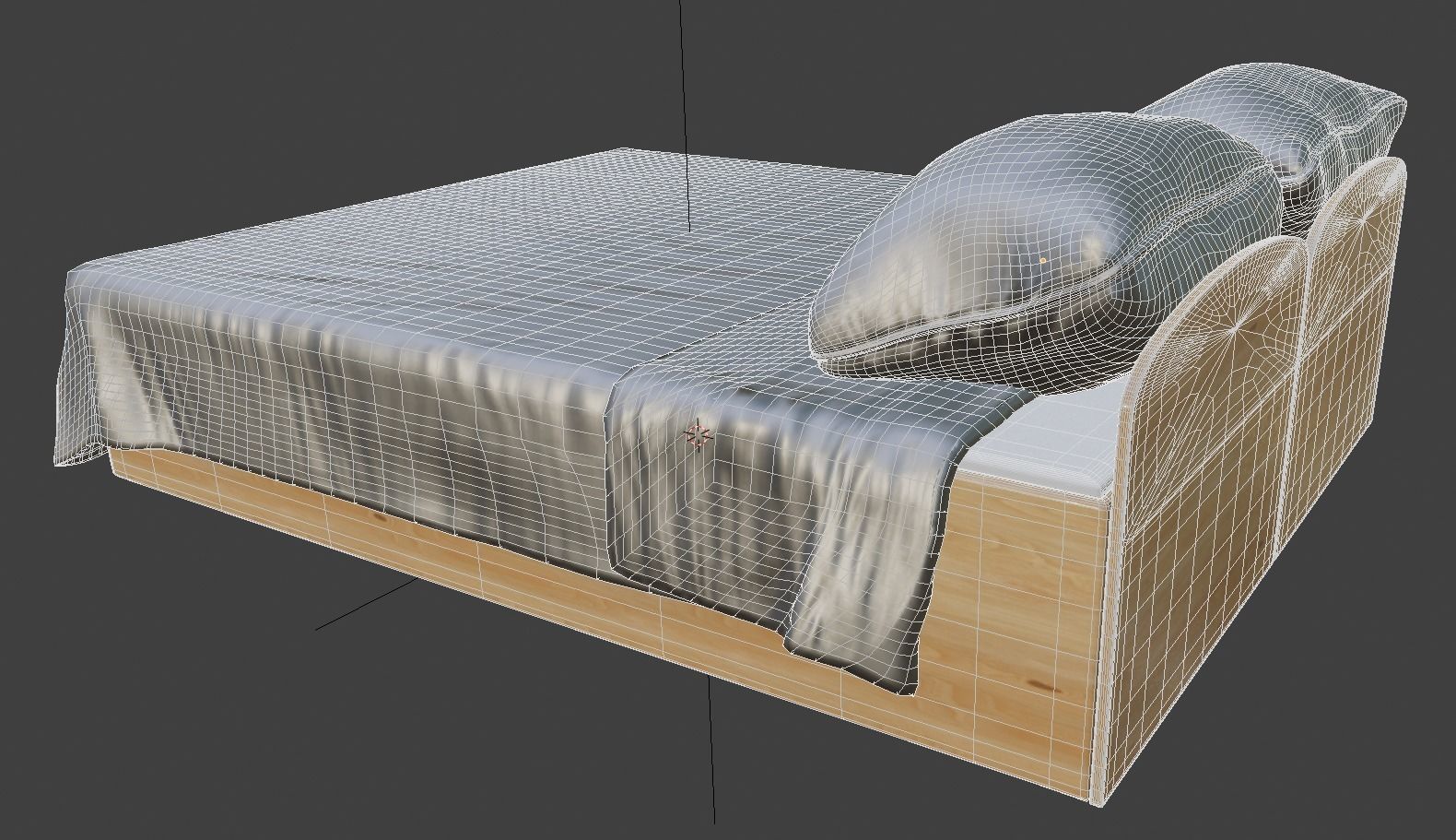 Bed model 3d with sheets and pillows 3D model_8