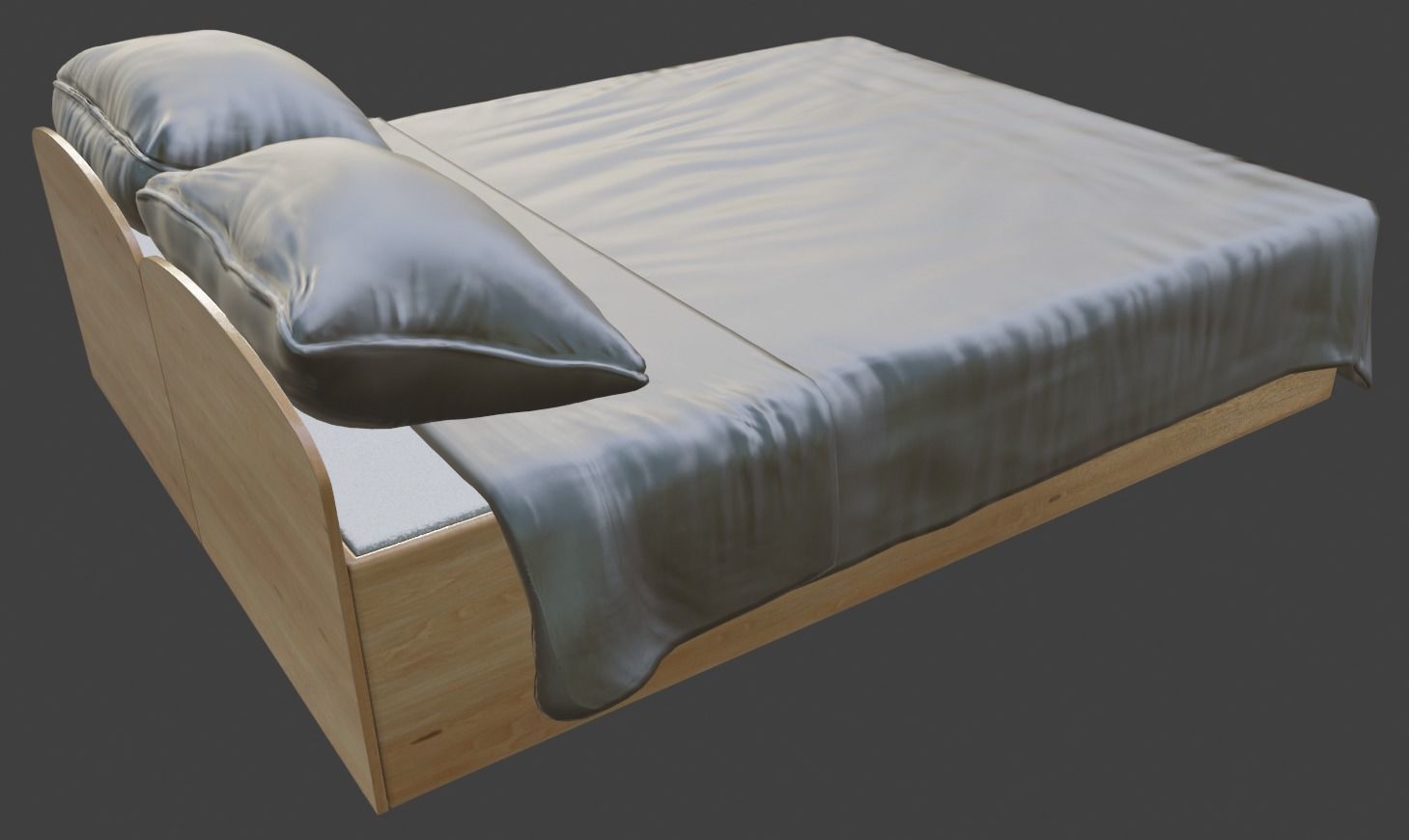 Bed model 3d with sheets and pillows 3D model_10