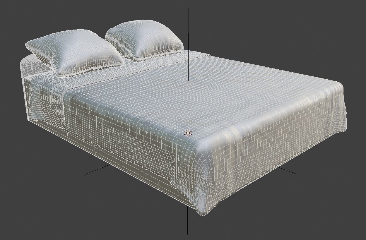 Bed model 3d with sheets and pillows 3D model_4
